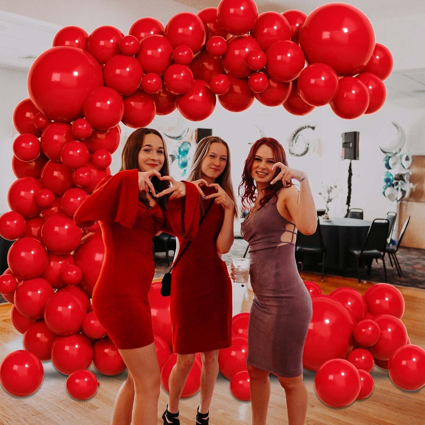 Red Balloon Arch Kit, Thickened 100Pcs Red Balloons Different Sizes 18/12/5 Inch for Birthday Party Graduation Bachelorette