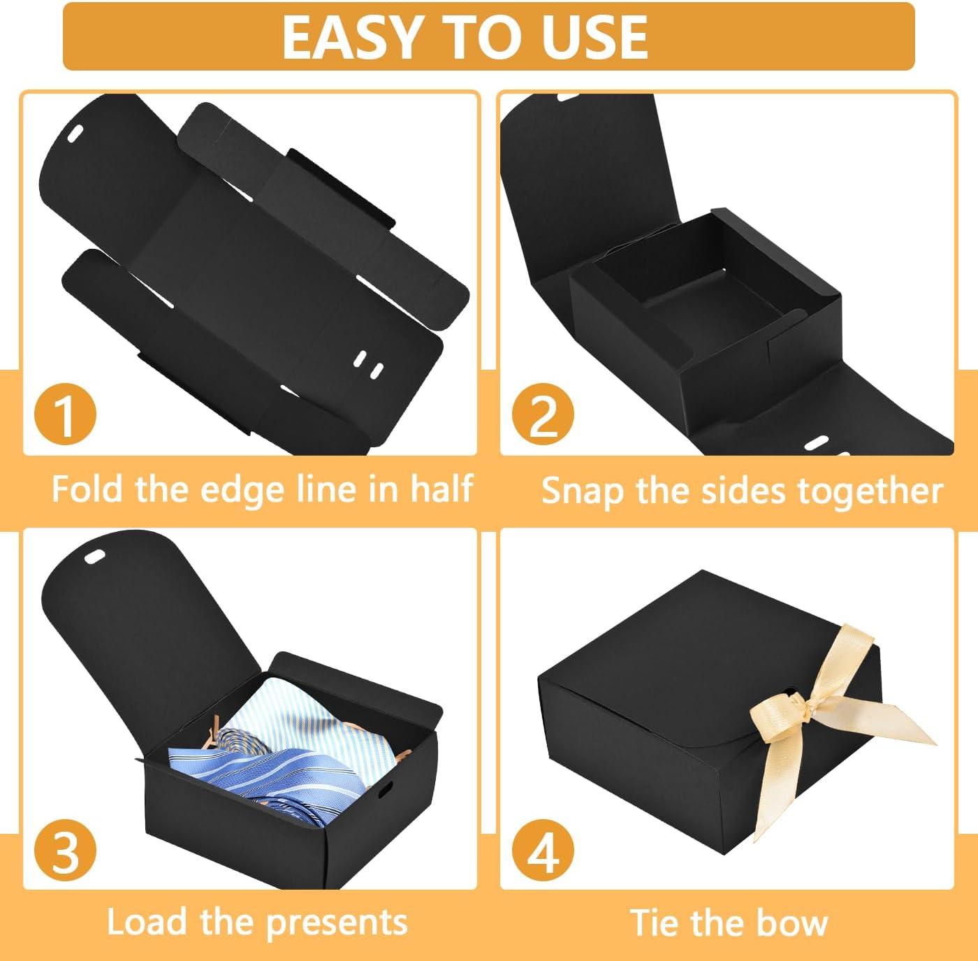 12pack Small Gift Boxes with Lids for Presents, 4.5''x4.5''x2'' Black Gift Boxes with Ribbons, Party Gift Boxes for Packaging Wedding, Present, Birthday, Holiday, Galentine's Day