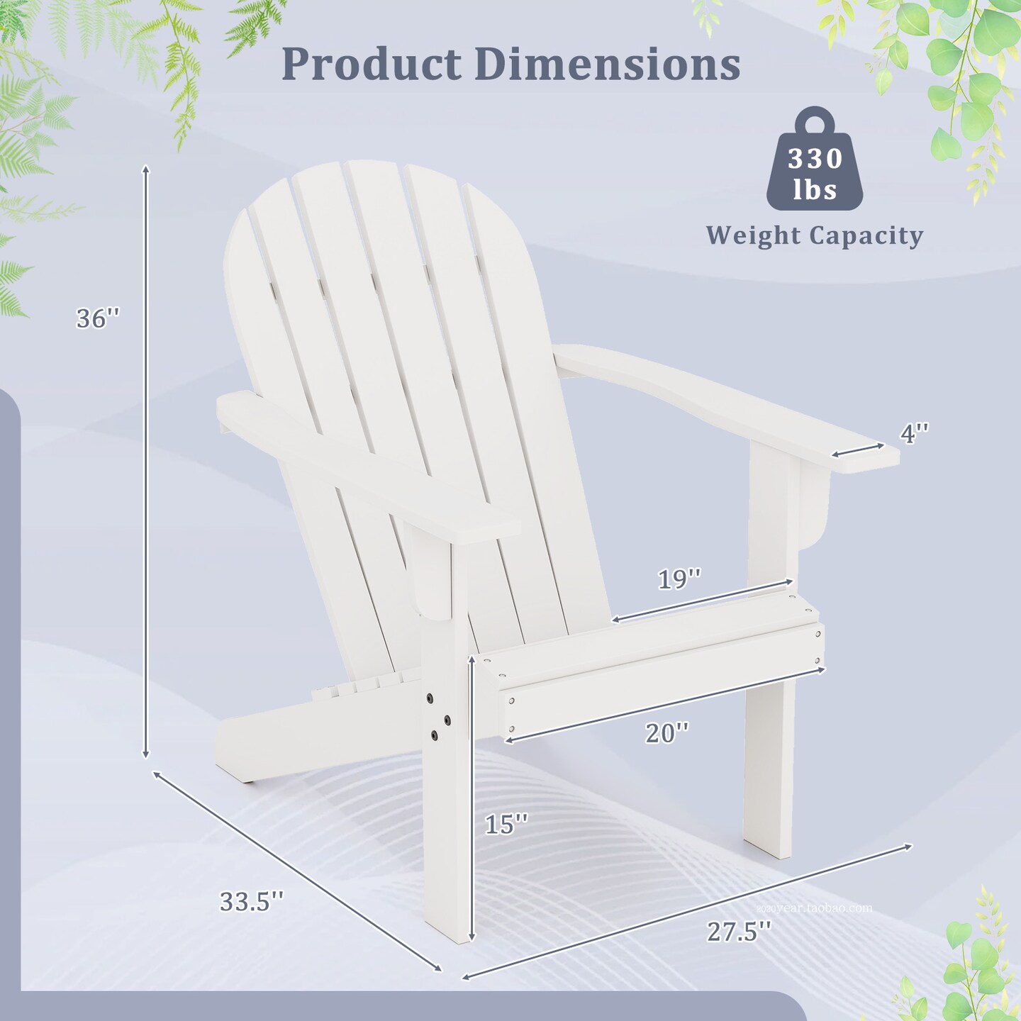 Acacia Wood Lounge Patio Adirondack Chair with Slatted Seat and High Inclined Backrest