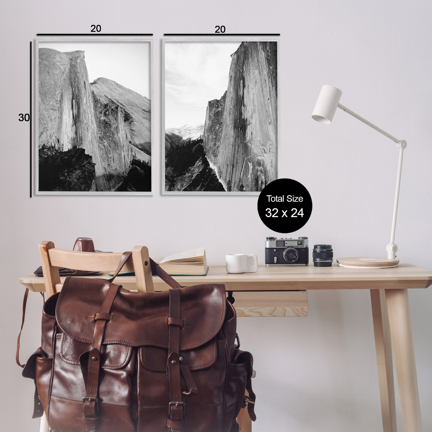 Stupell Industries Monochrome Yosemite Cliffs 2pc Framed Giclee Set Design by Gemma Bardot