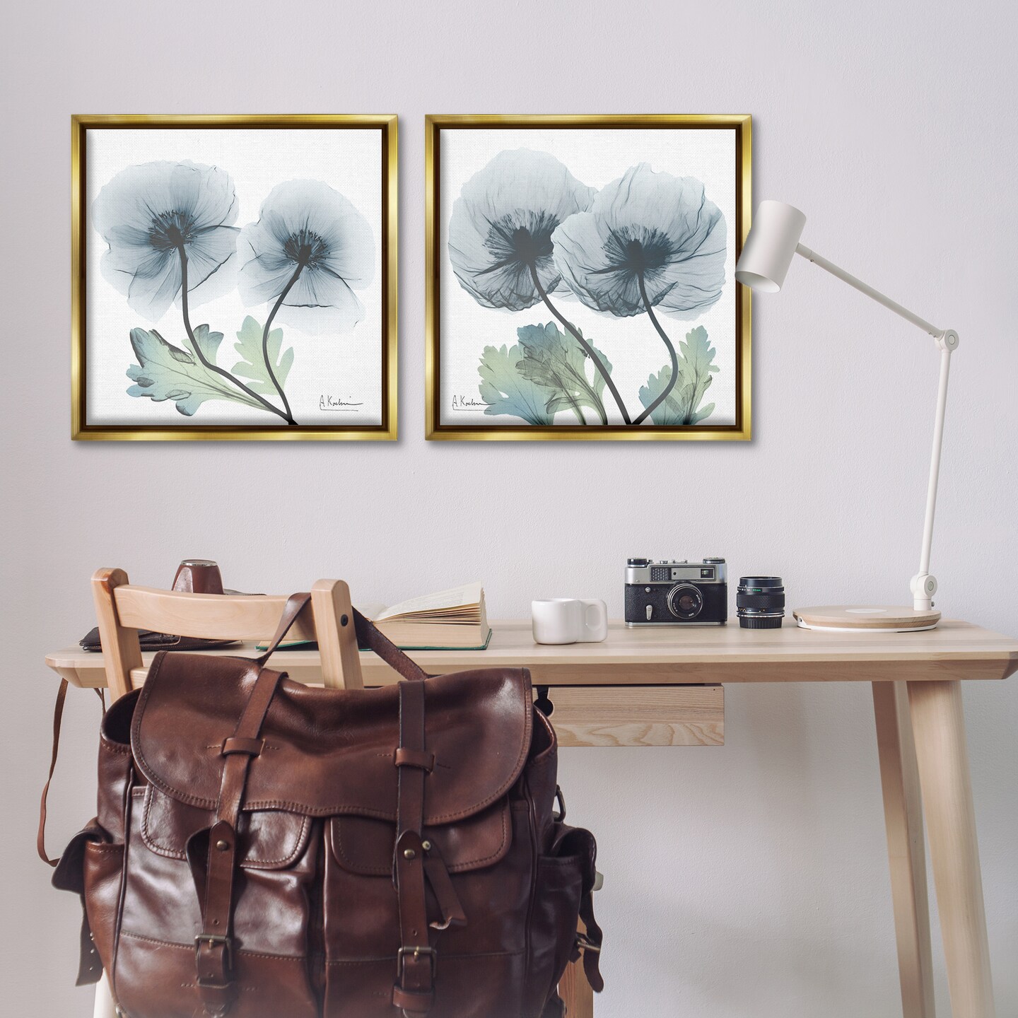 Stupell Industries Luminous Sapphire Florals 2pc Floating Frame Set Design by Albert Koetsier
