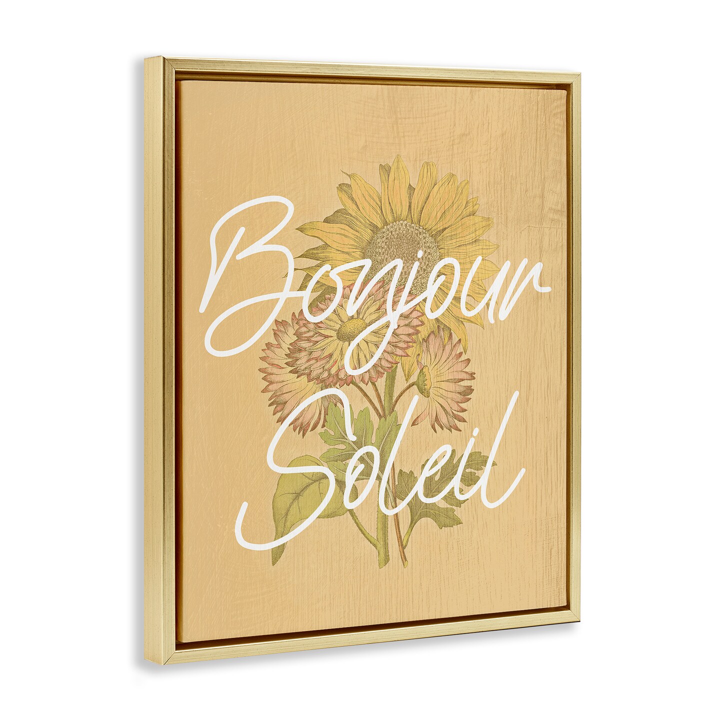 Stupell Industries Hello Sunshine French Phrase Floating Frame Design by Lil' Rue