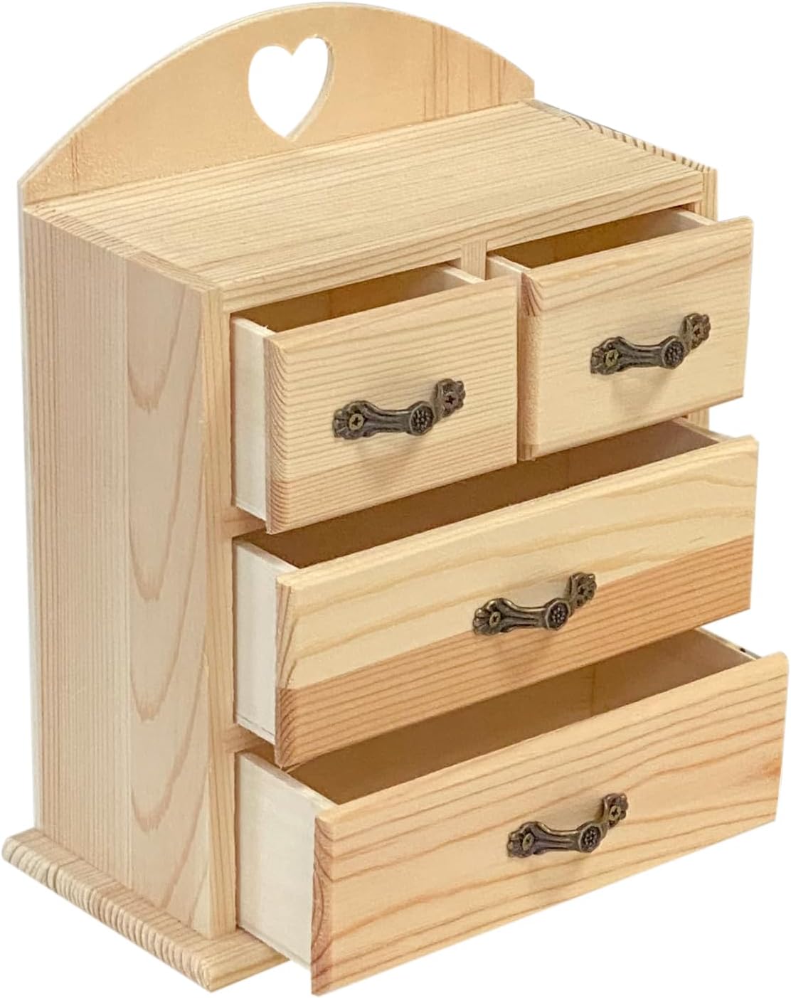 Unfinished Wood box with Mini Drawers for Jewellery,Small Wooden Organizer Storage Box for Crafts Hobbies DIY Project