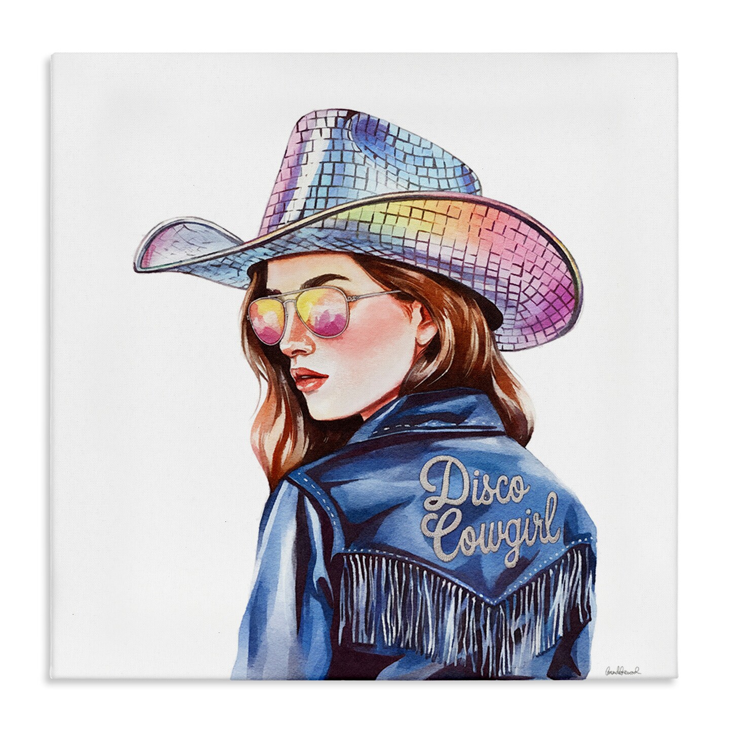 Stupell Industries Disco Cowgirl in Blue Canvas Design by Amanda Greenwood