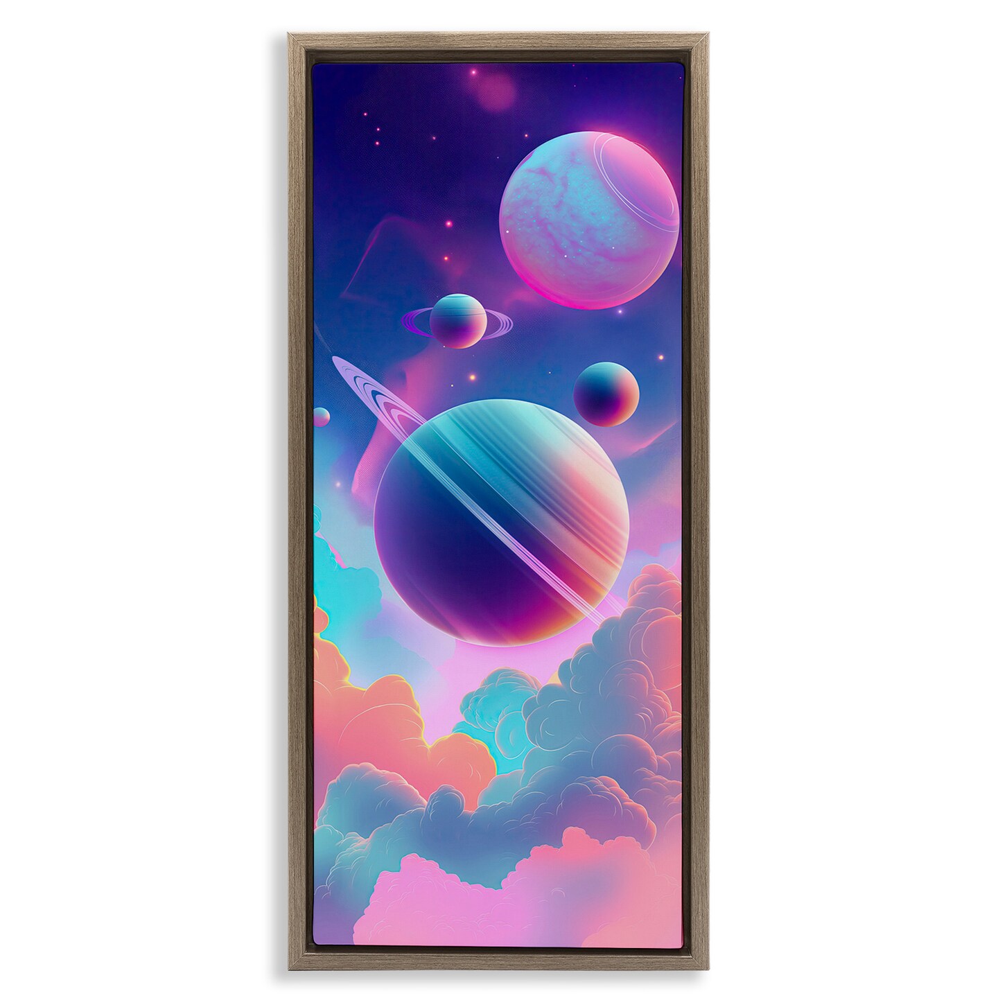Stupell Industries Pastel Clouds with Planets Floating Frame Design by Wumples