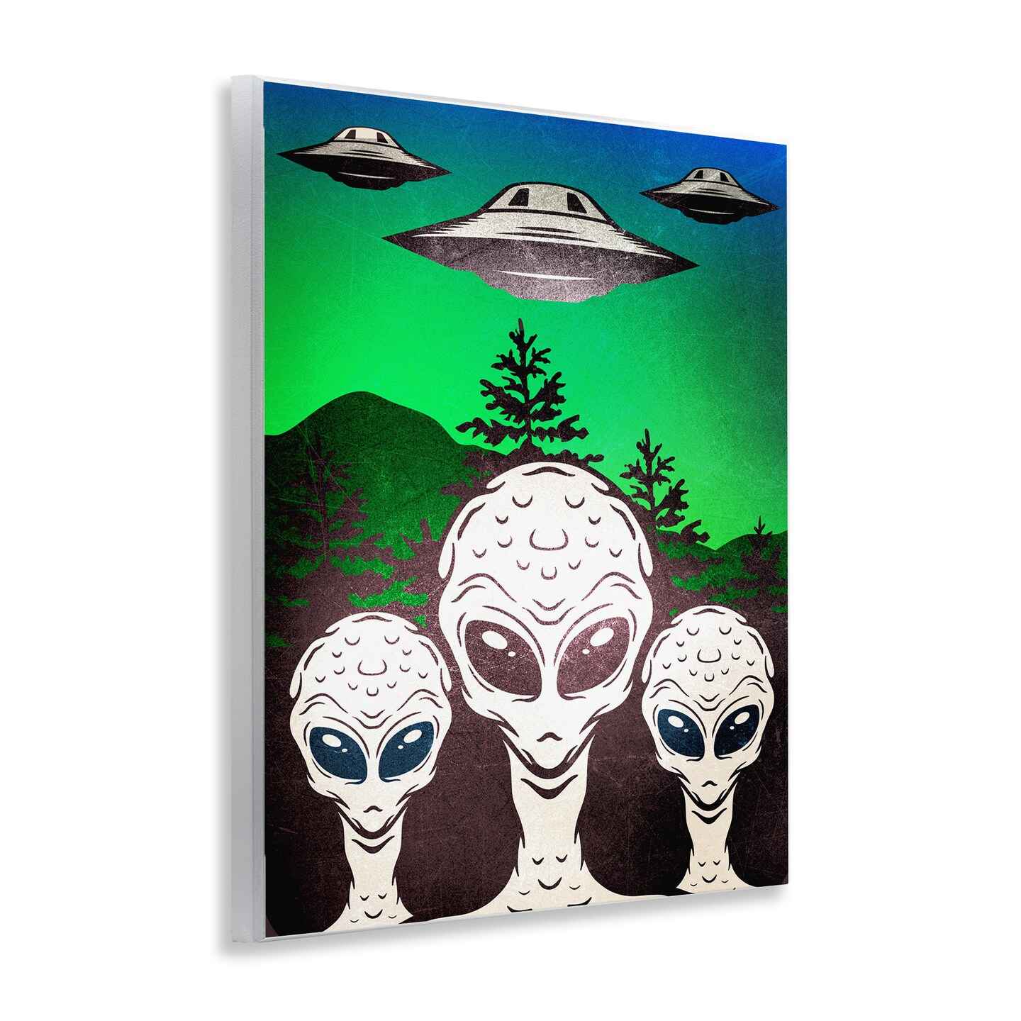 Stupell Industries Vintage Aliens & UFO Wall Plaque Design by Kim Allen