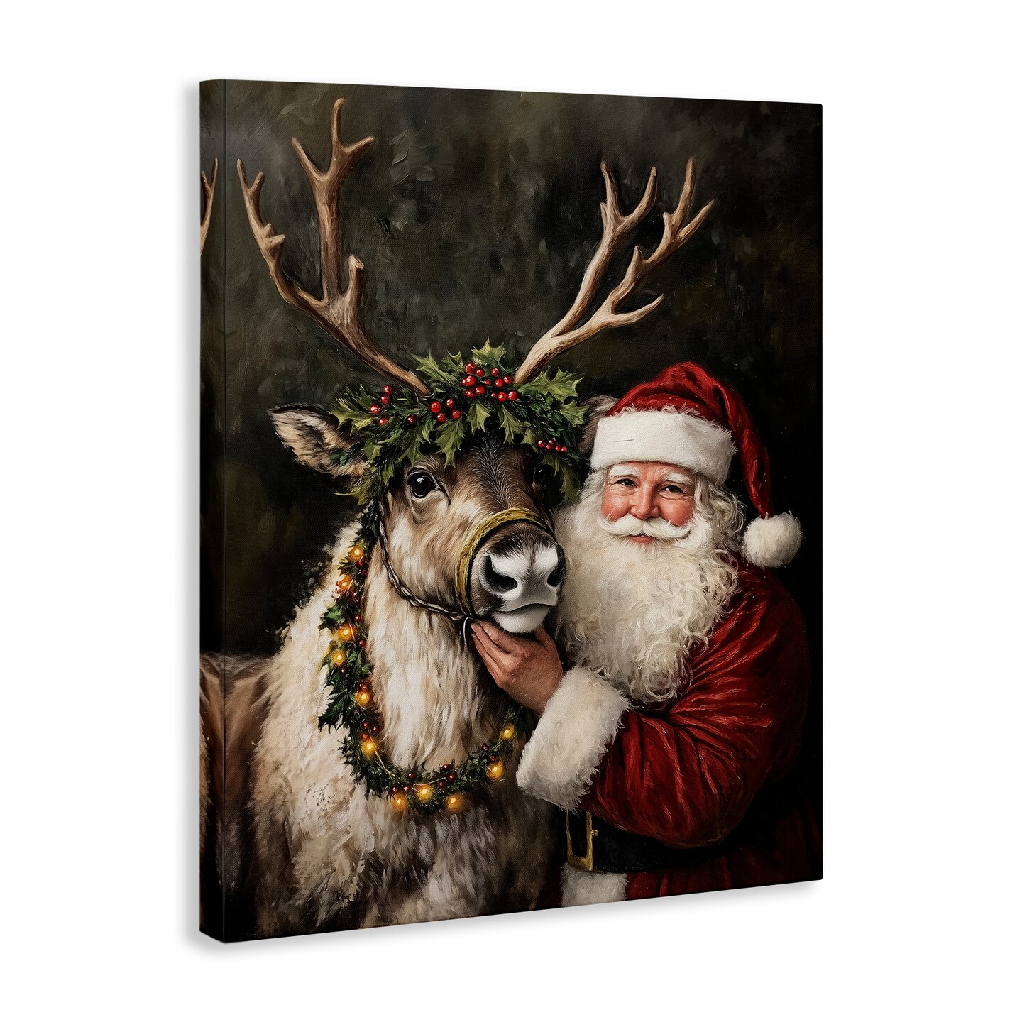 Stupell Industries Santa &#x26; Reindeer Portrait Canvas Design by Arlington Prints