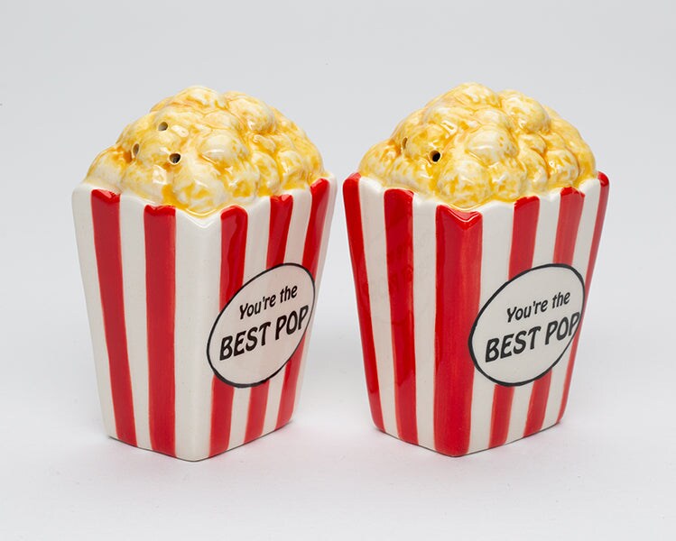 Ceramic Popcorn Salt and Pepper Shakers, Popcorn Lover Gift, Father&#x27;s Day Gift
