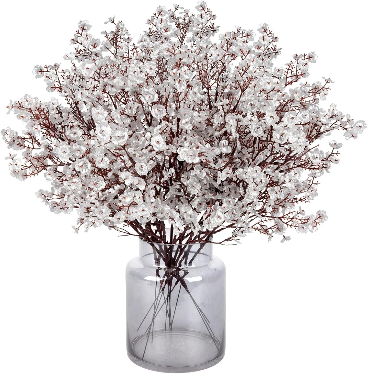 12 Bundles Artificial Spring Flowers Fake Baby Breath Flowers Gypsophila Silk Stems for Table Centerpieces Vase Kitchen Arrangement Modern Indoor Home Decorations(Silver)