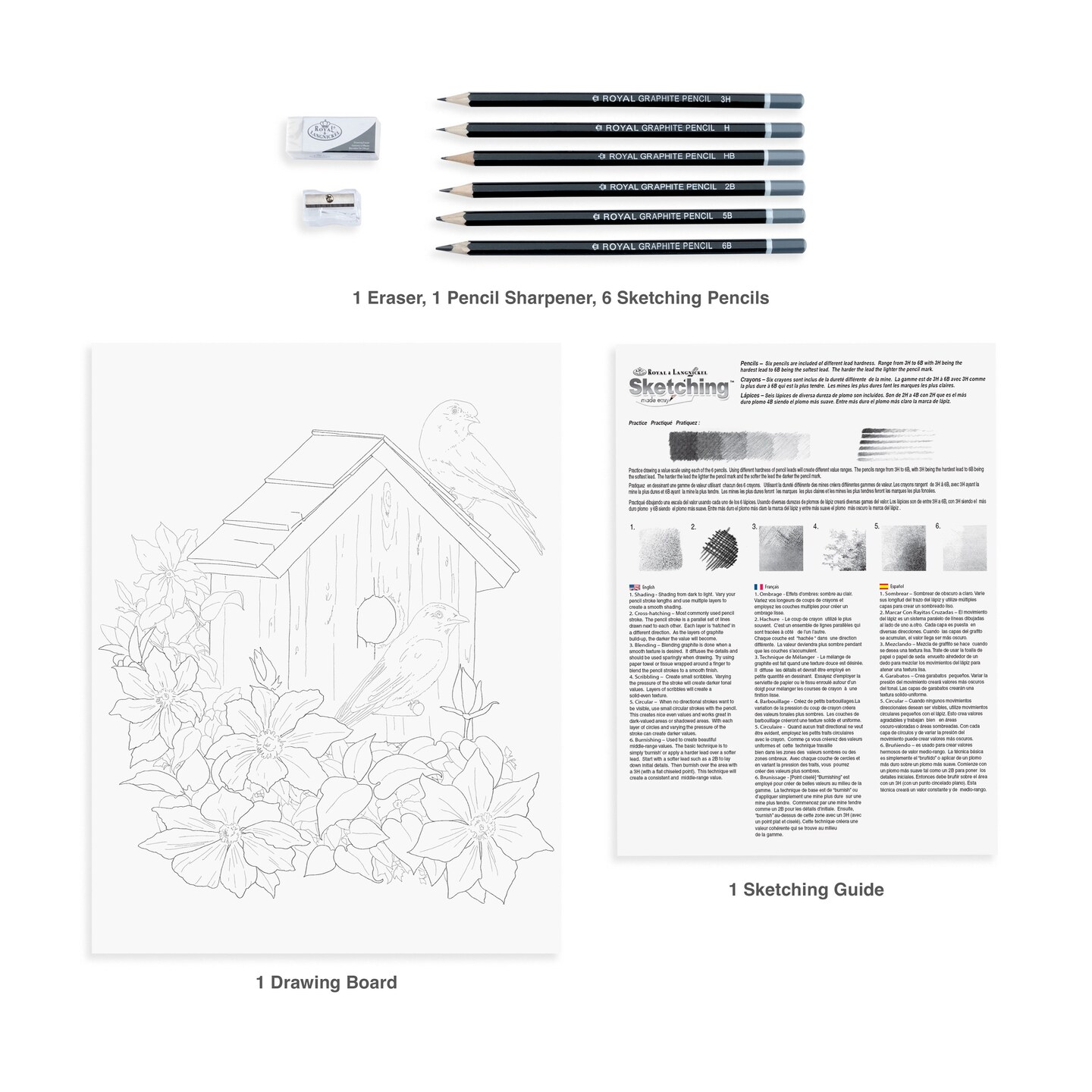 SKBN27 | Sketching Made Easy&#x2122; 10pc 8.75&#x22; x 11.75&#x22; Birdhouse Eyes Sketching Art Project