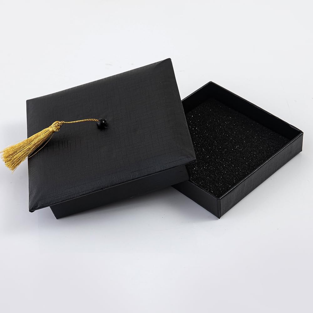 Graduation Gift Box with Tassel for Her Class of 2025 Graduation Hat Cap Box Gift Wrapping Grad Keepsake Memory Home Decor Black Box for College Graduate High School Party Favor Supply