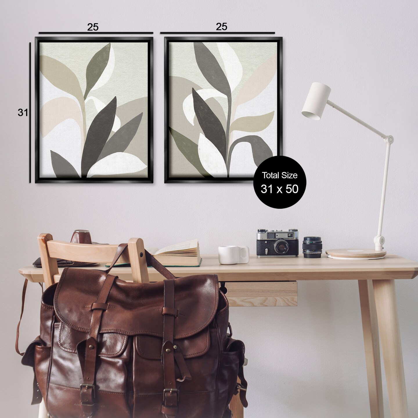 Stupell Industries Neutral Leaf Shapes 2pc Floating Frame Set Design by June Erica Vess