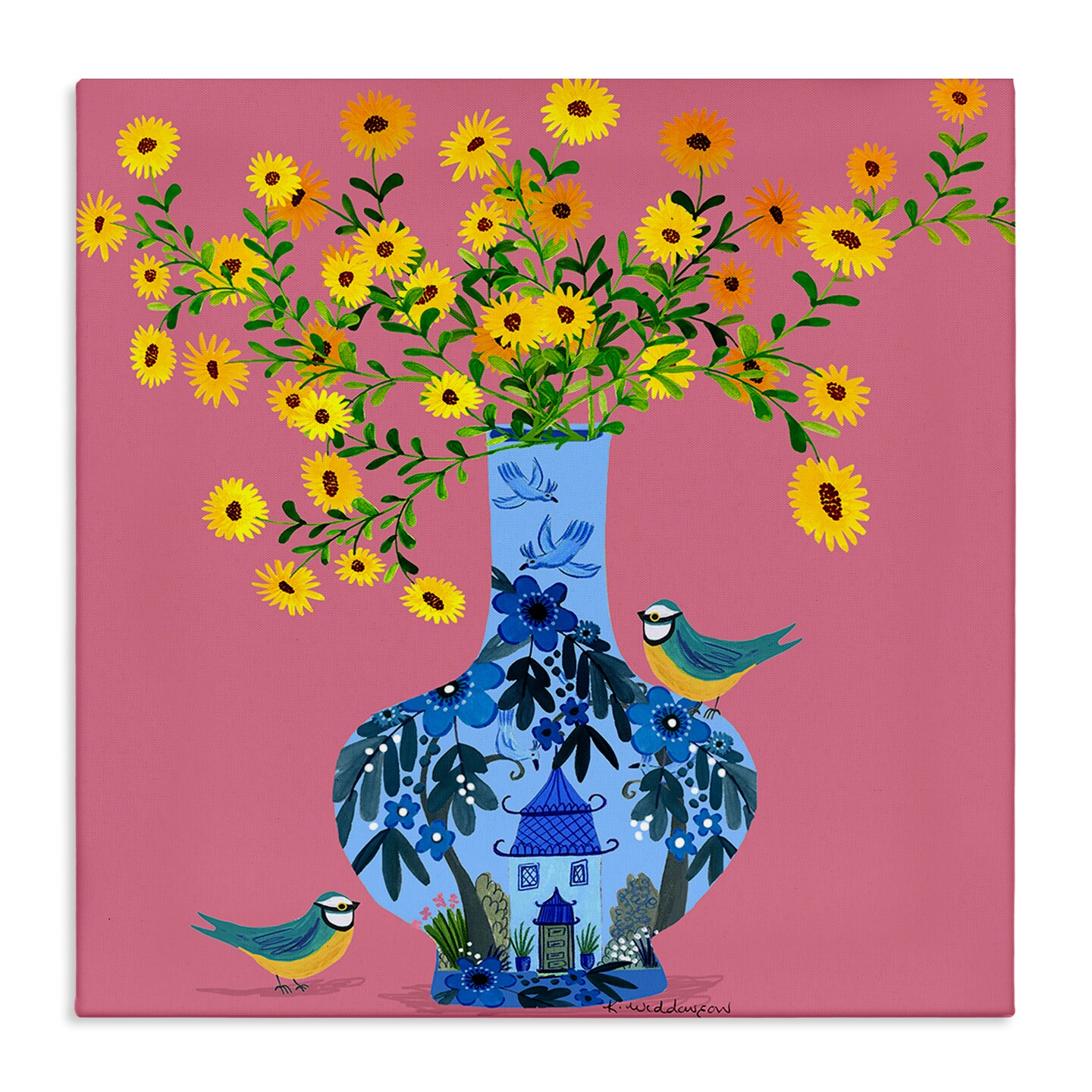 Stupell Industries Ornate Vase with Daisies Canvas Design By Kay Widdowson