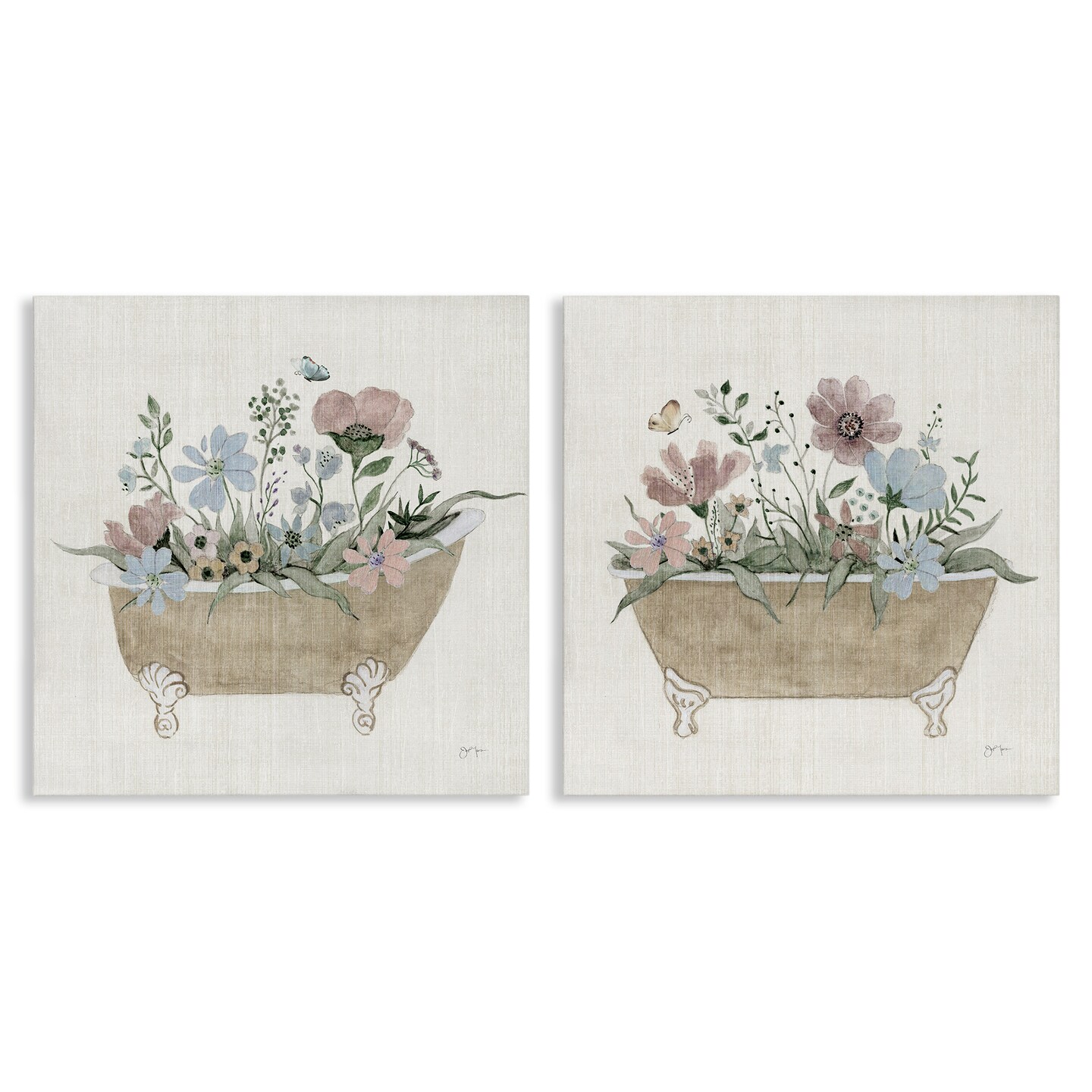 Stupell Industries Rustic Florals in Bathtubs 2pc Canvas Set Design by ...