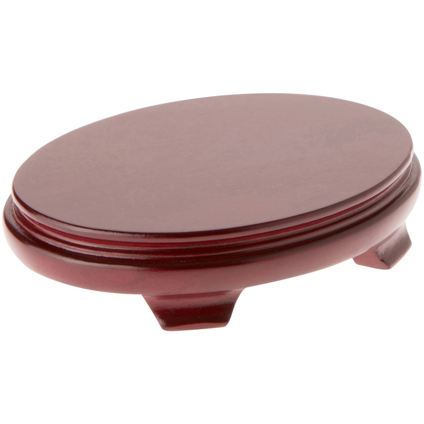 Plymor Red Oval Wood Veneer Footed Display Base, 7.375&#x22; W x 5.5&#x22; D x 1.5&#x22; H (7.25&#x22; x 5.25&#x22; Display Area)