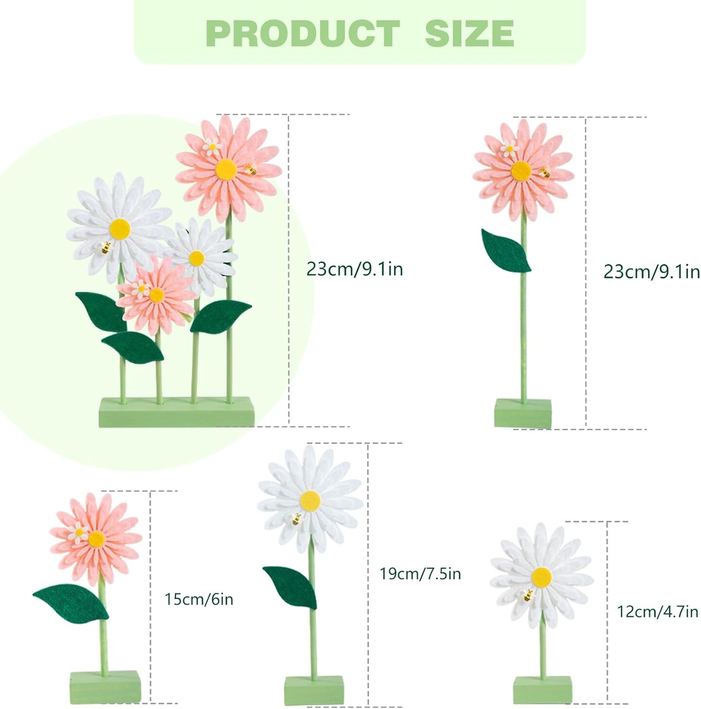 Summer Felt Pink White Daisy Decorations Boho Daisy Standing Tabletop Decorations Daisy Centerpieces Valentine&#x27;s Day Girl Girlfriend Gift