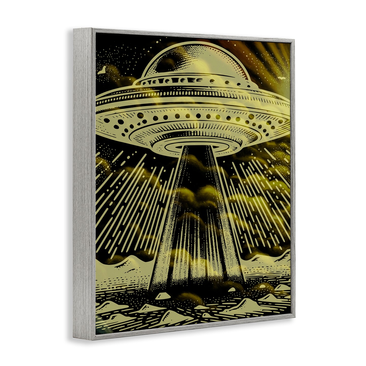 Stupell Industries Mysterious Alien UFO Framed Giclee Design by Jesse Keith