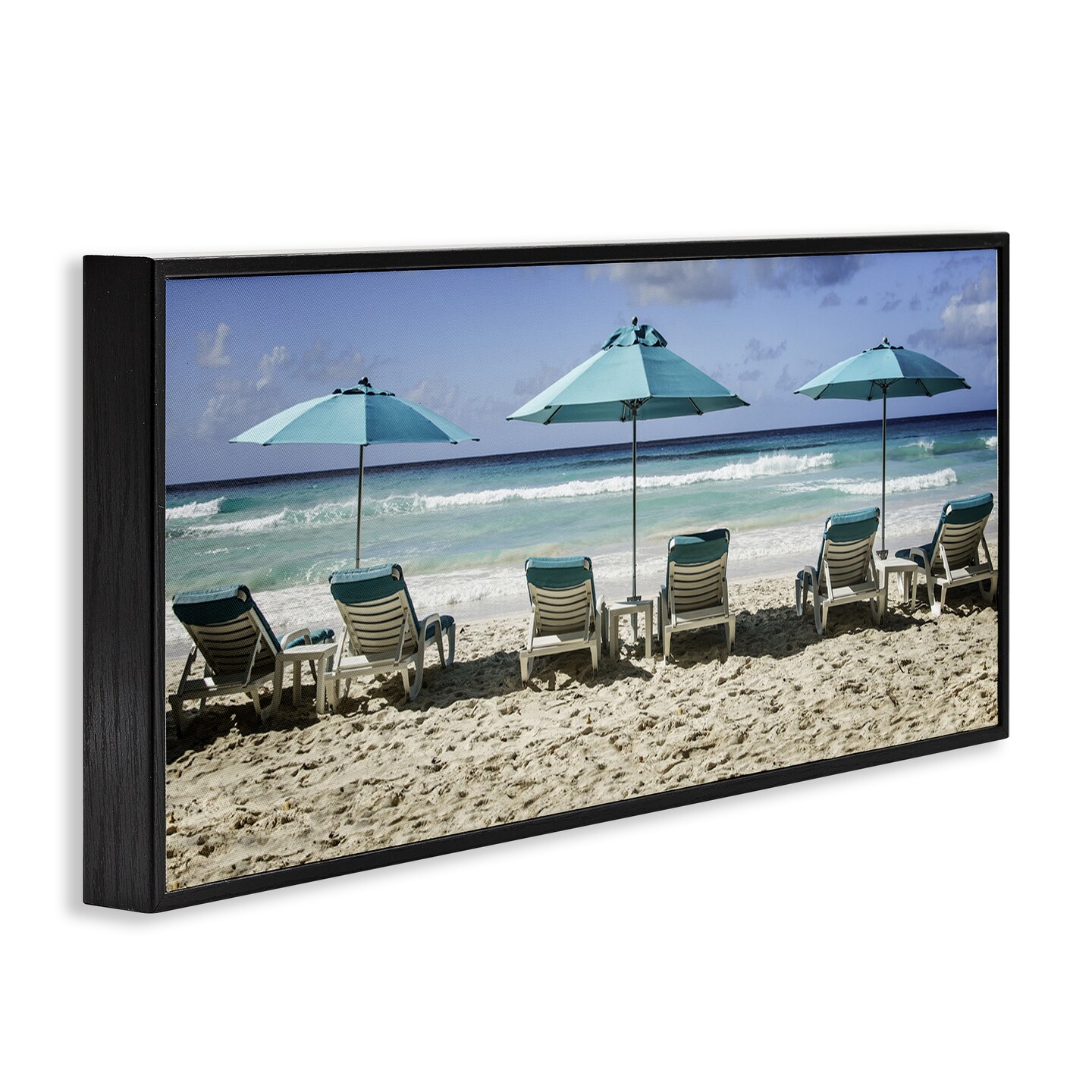 Stupell Industries Lined Up Beach Chairs Framed Giclee Design by Mary Lou Johnson