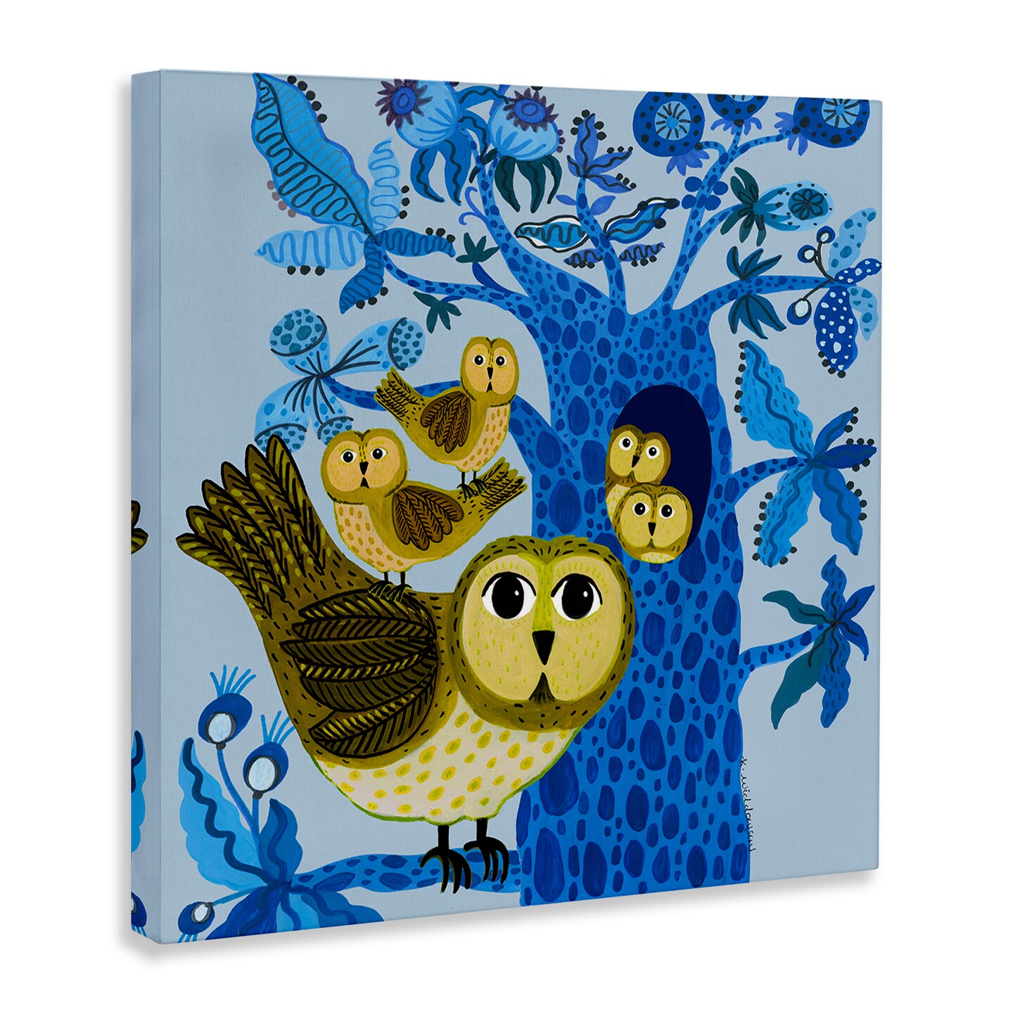 Stupell Industries Playful Owls in Tree Canvas Design by Kay Widdowson