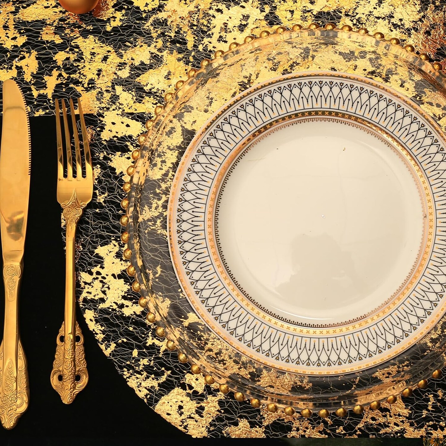 Round Gold Placemats 14 inch Set of 50 Indoor Outdoor Disposable Place Mats