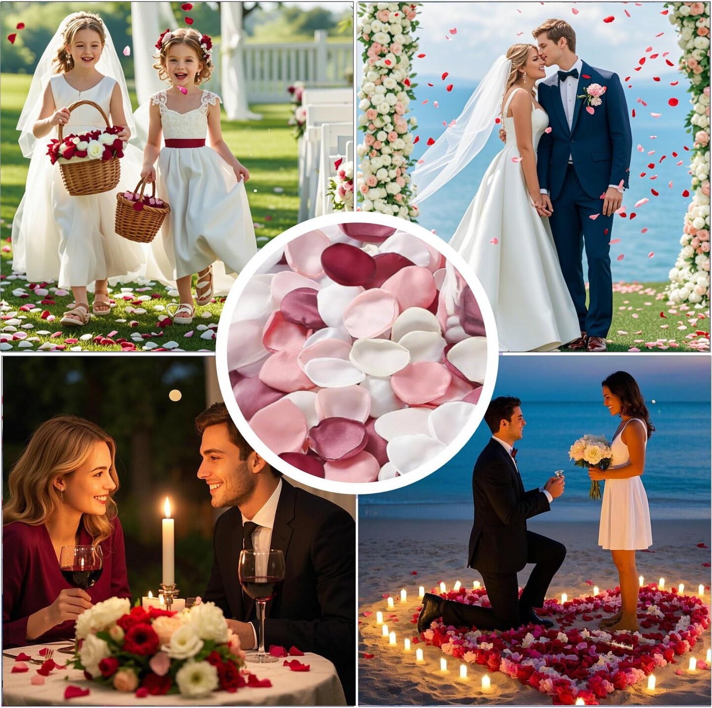 200Pcs Silk Rose Petals Artificial Scatter Flower Large Petals with Gift Box for Bridal Shower Romantic Night Wedding Aisle Reception Table
