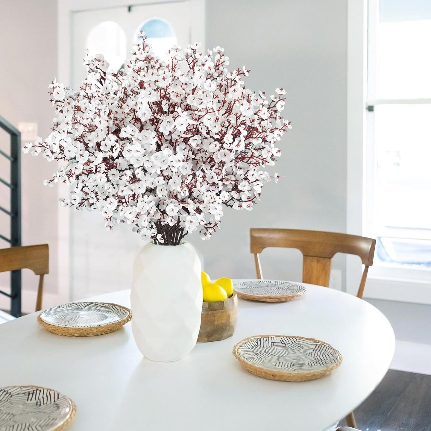30 Pcs Babys Breath Artificial Flowers Fake Silk White Flowers Faux Gypsophila Bouquet Real Touch Floral for Home Wedding Party Centerpieces DIY Décor