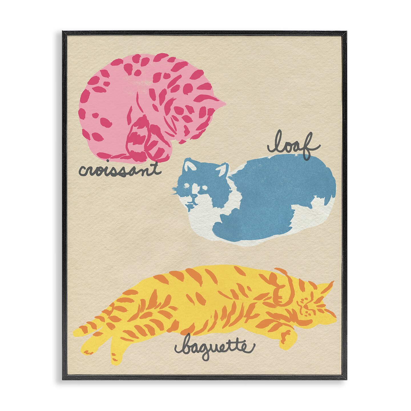 Stupell Industries Funny Relaxing Cat Shapes Framed Giclee Design by June Erica Vess