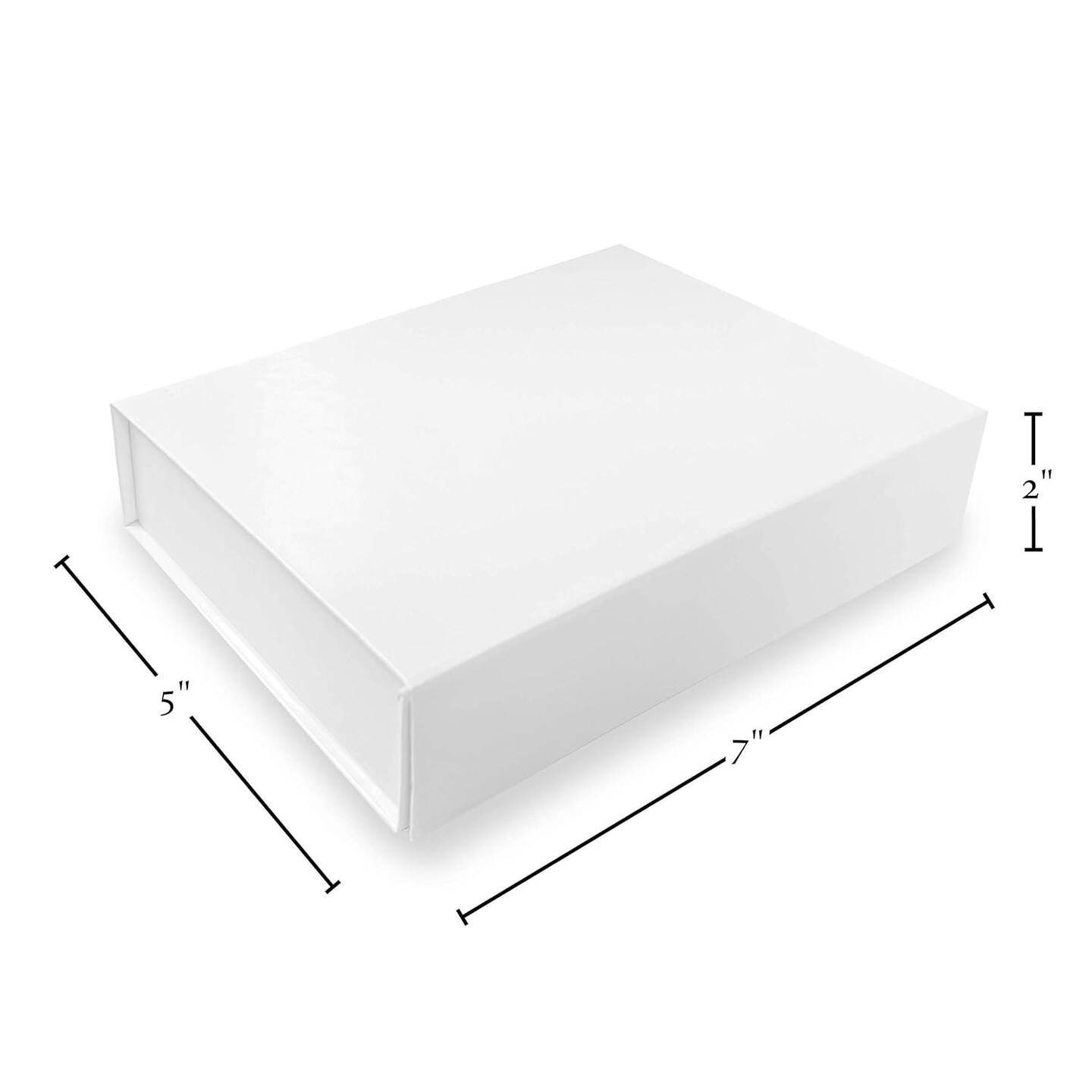 White Hard Gift Box with Magnetic Closure Lid – 7" x 5" x 1.6" Rectangle Small Gift Boxes, Glossy Finish (Pack of 2)