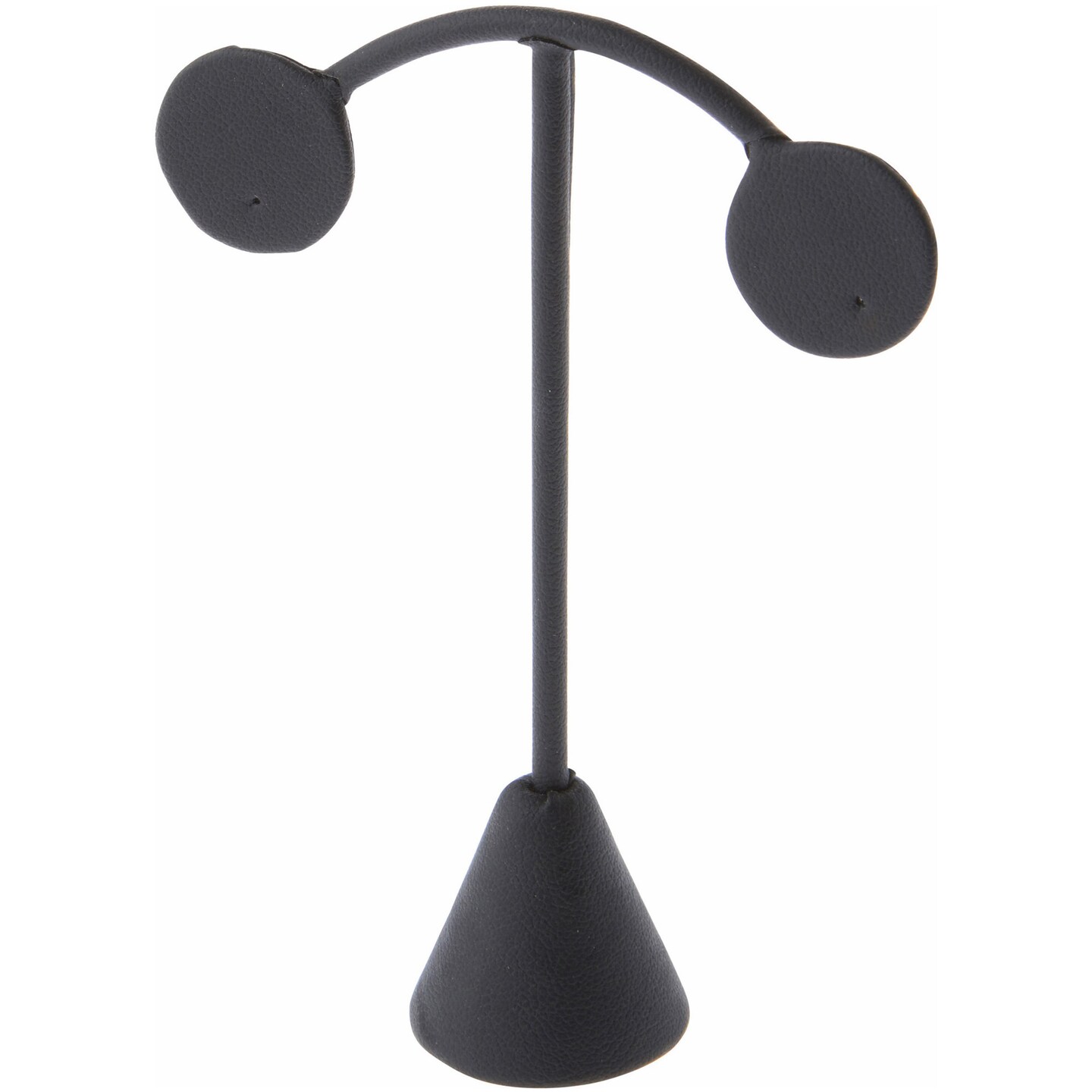 Plymor Black Faux Leather Light Post Style, Single Pair Earring Display  Stand, W x D x H