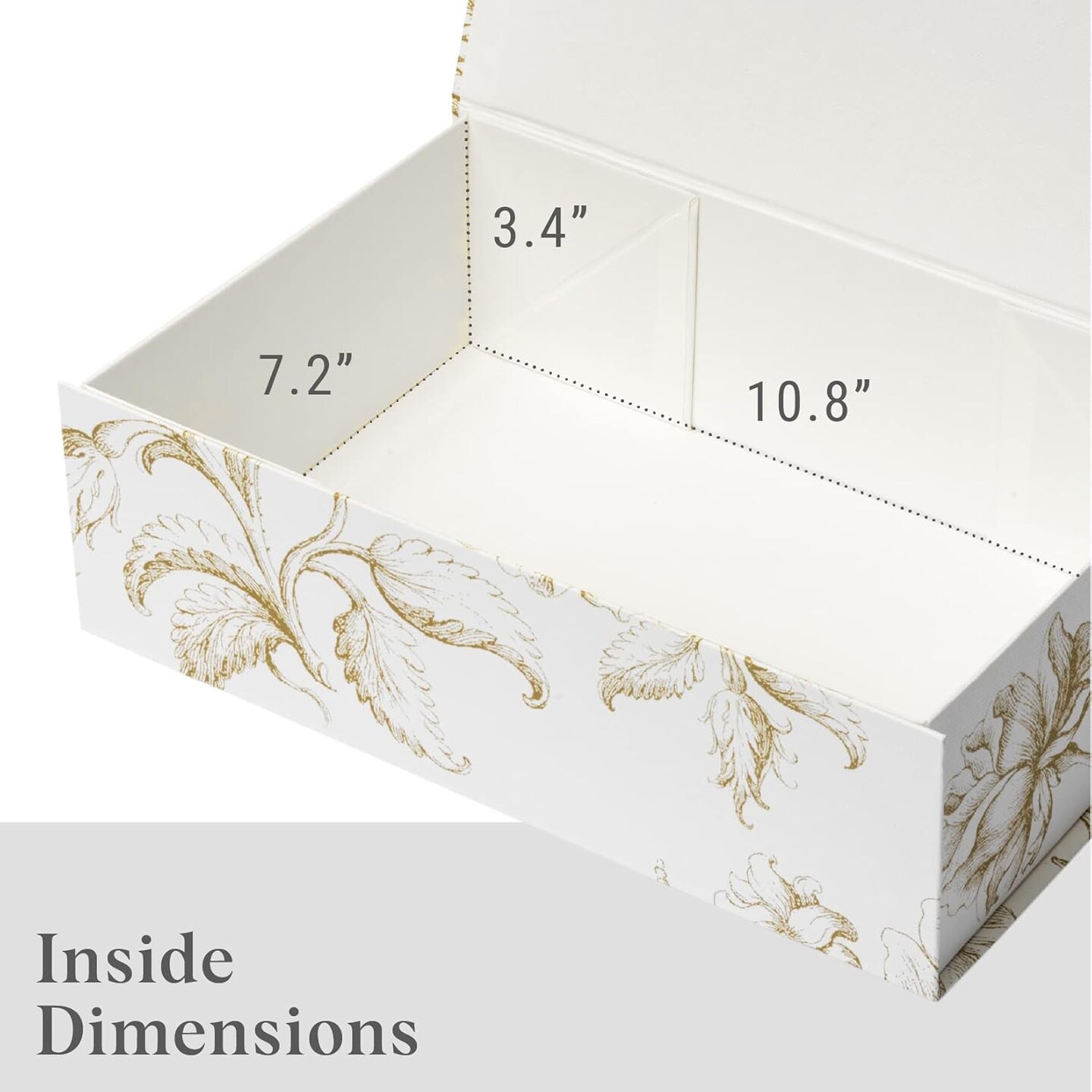 Luxury Keepsake Gift Box | Gold Floral Decorative Boxes with Magnetic Lids for Presents, Wedding Memory Box, and Bridal Gifts. 11.5&#x22; x 7.5&#x22; x 3.5&#x22;