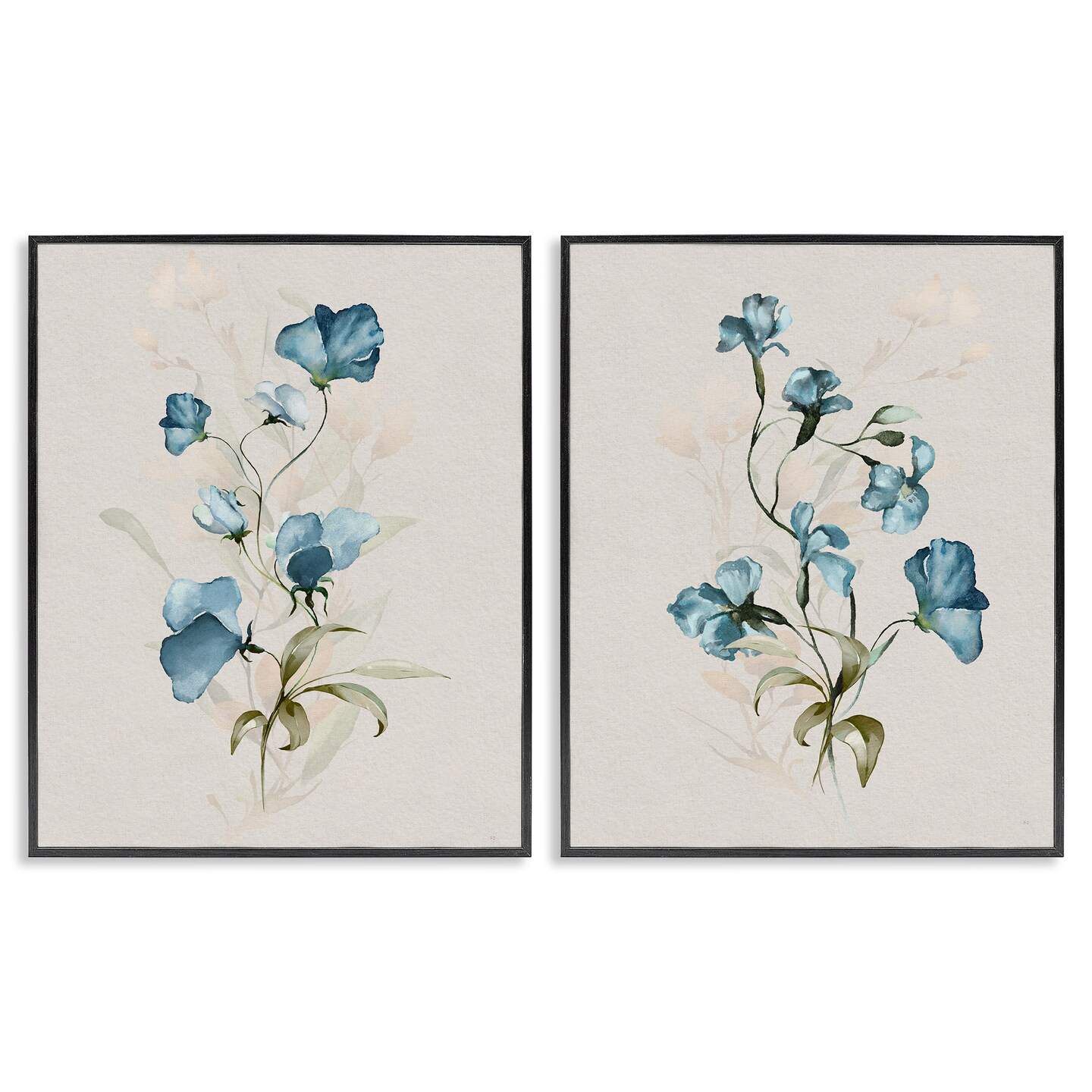 Stupell Industries Blue Botanical Herbs 2pc Framed Giclee Set Design by Susan Jill