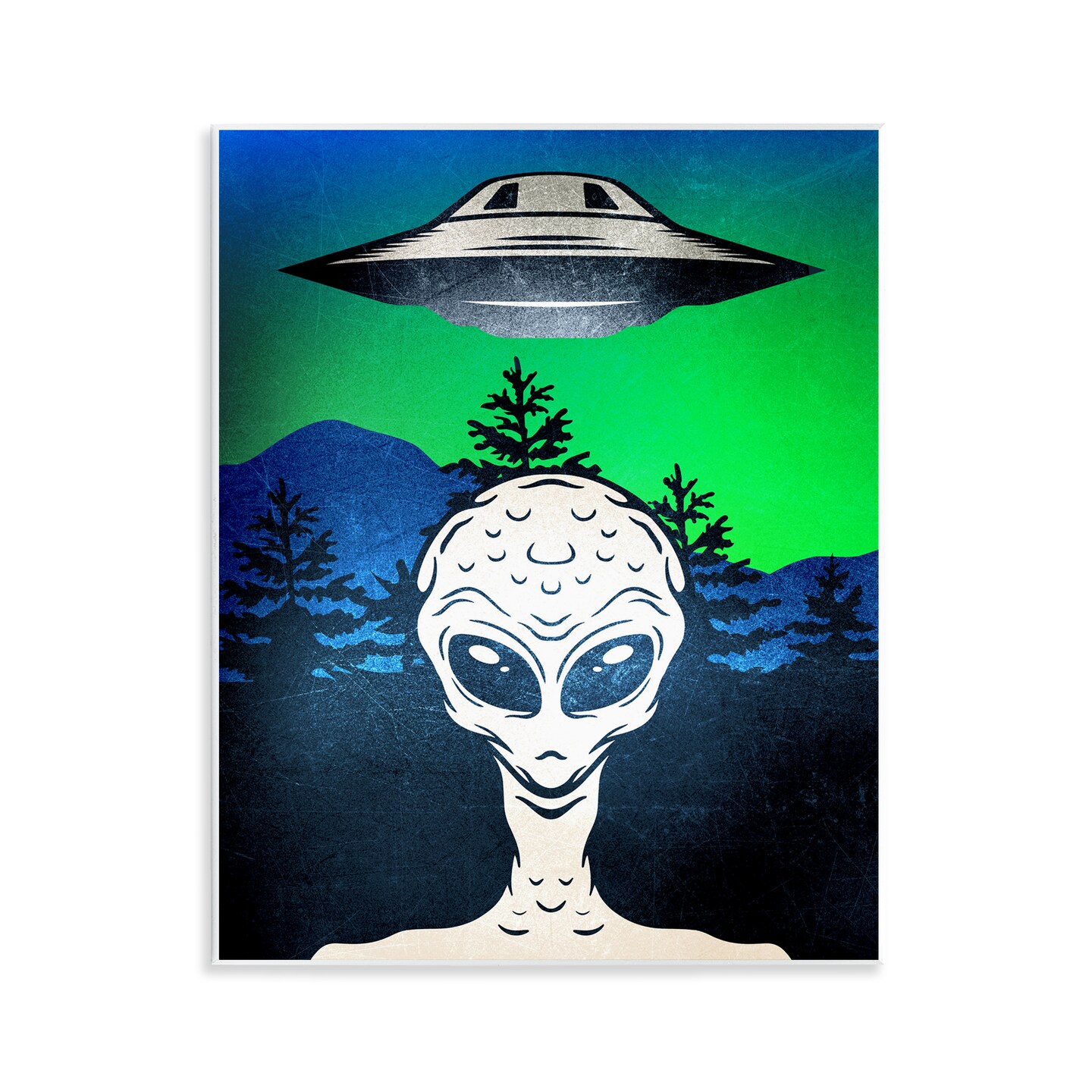Stupell Industries Alien and UFO Scene Wall Plaque Design by Kim Allen