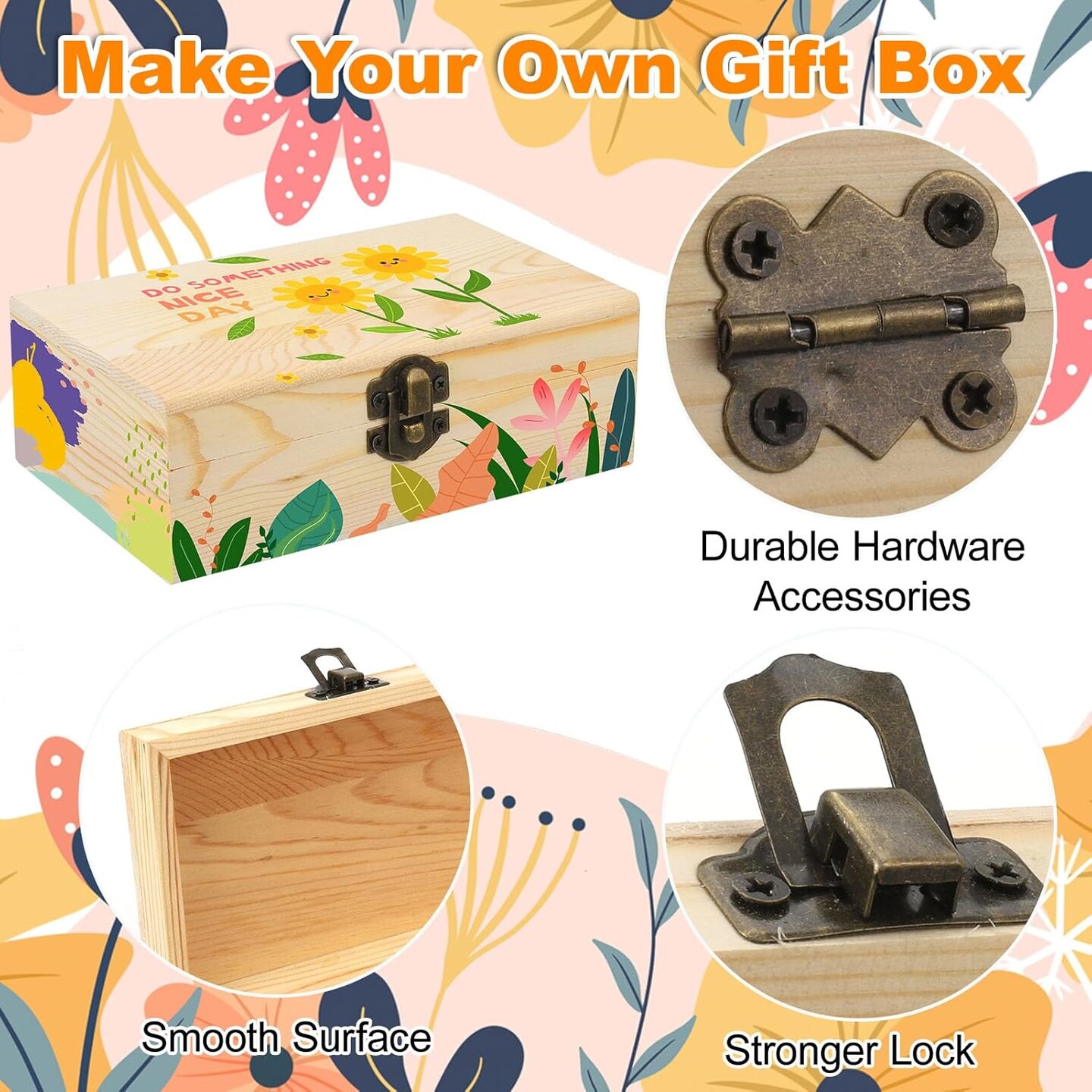 Unfinished Small Wooden Jewelry Storage Box With Hinged Lid - 12 Pack, 6 x 3.8 x 2 Inch - DIY Craft Keepsake for Kids, Gift, Home Decor, Treasure Chest