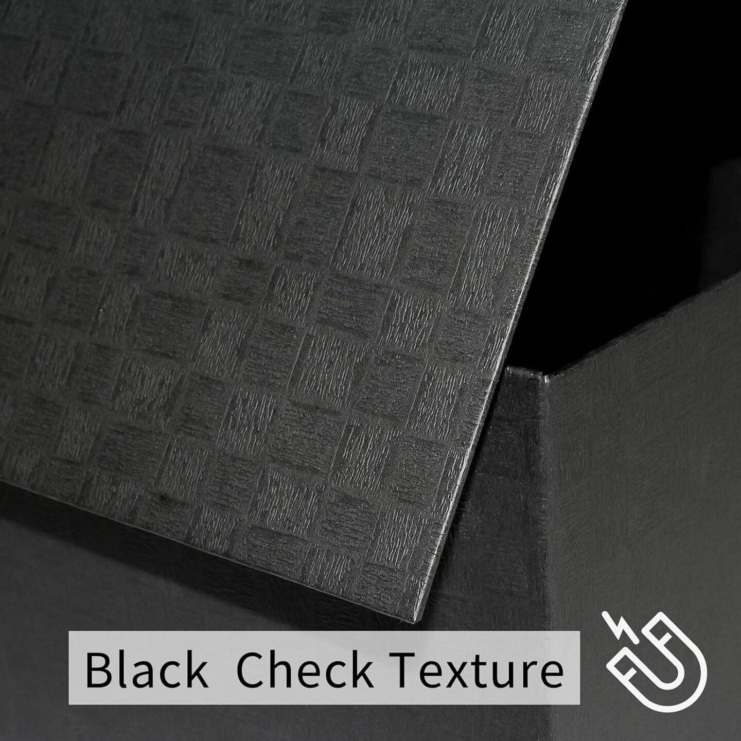 Large Gift Box, Black Gift Box with Magnetic Closure Lid, Ribbon and Card, Present Box