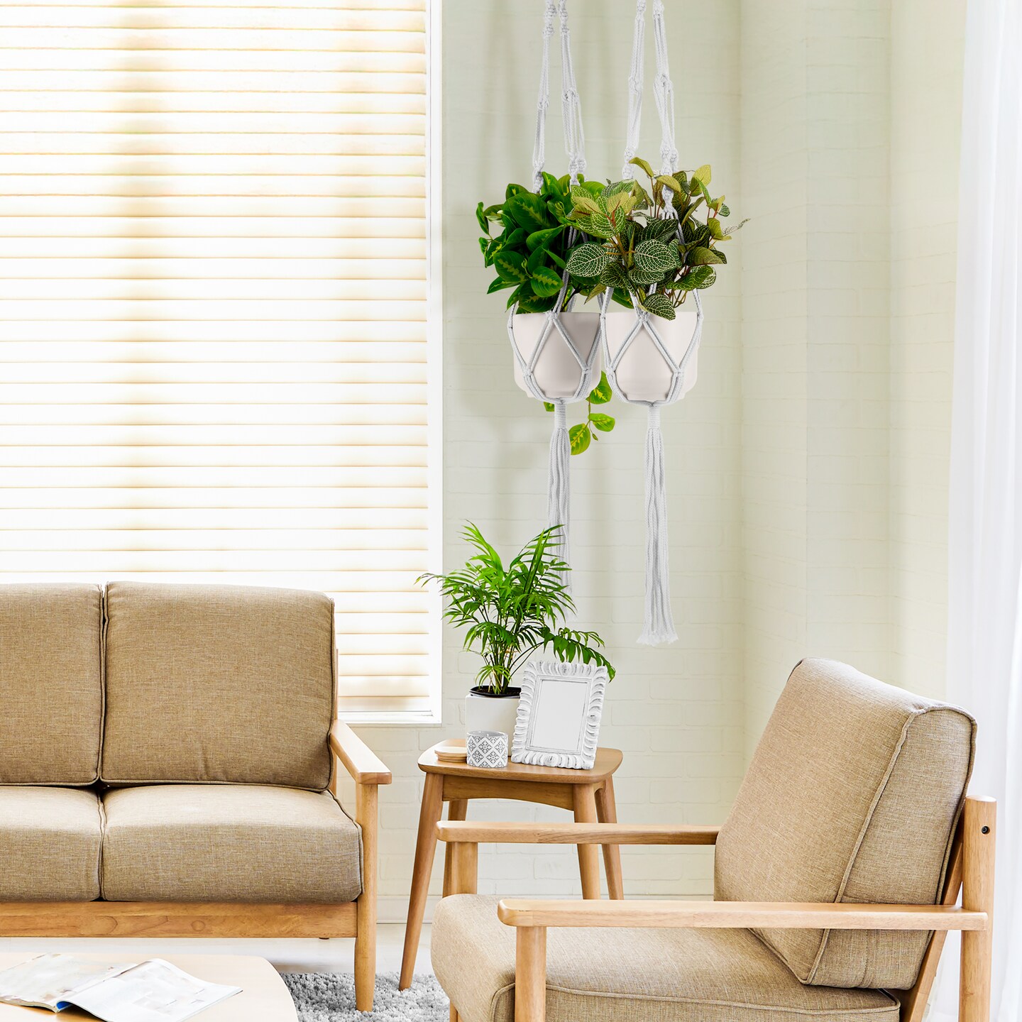 Sorbus Macrame Plant Hanger (8 Pack) Indoor Outdoor Hanging Plant Pots Cotton Rope, Elegant for Home, Patio, Garden