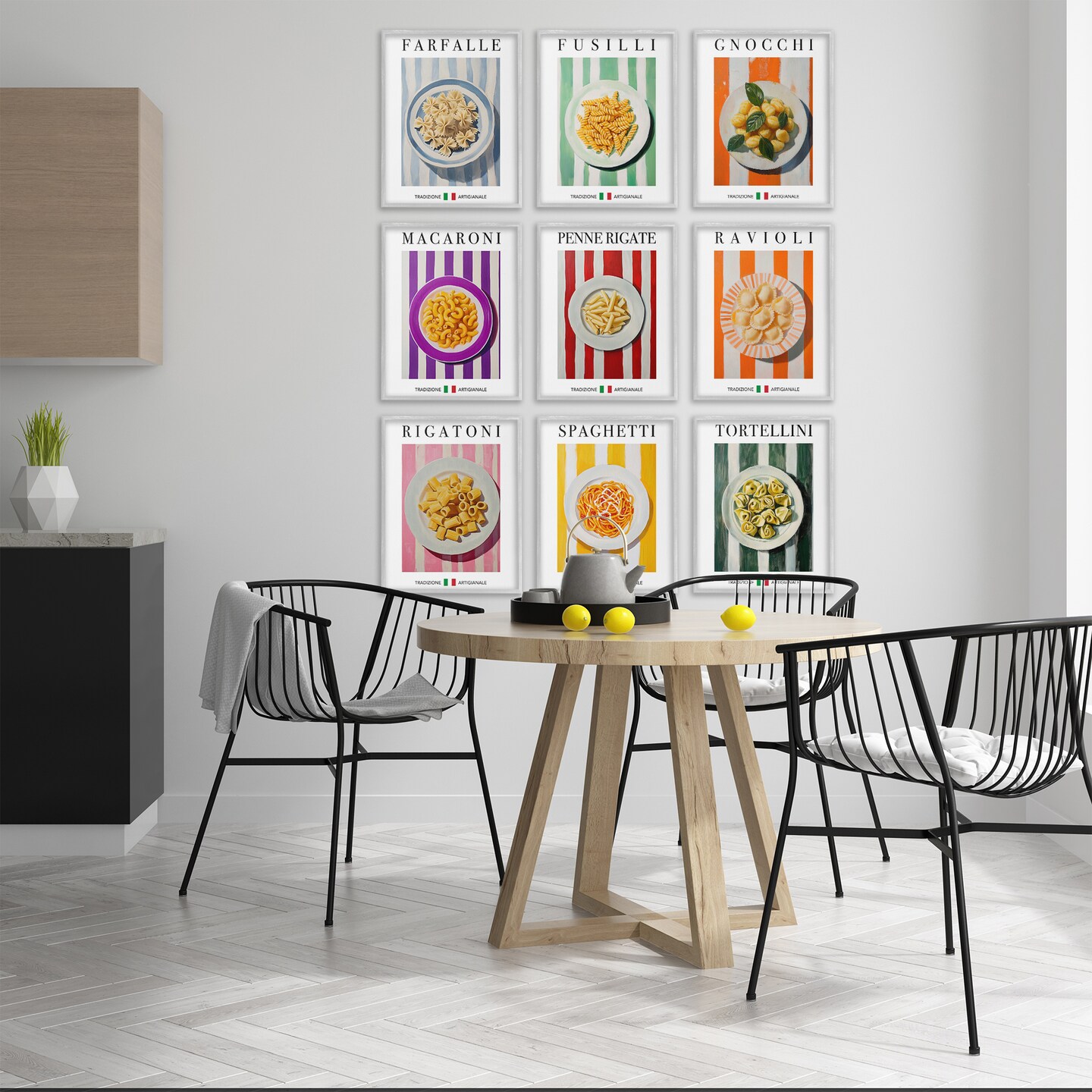 Stupell Industries Traditional Pasta Plates Cuisine 9pc Framed Giclee Set Design by Andreas Magnusson