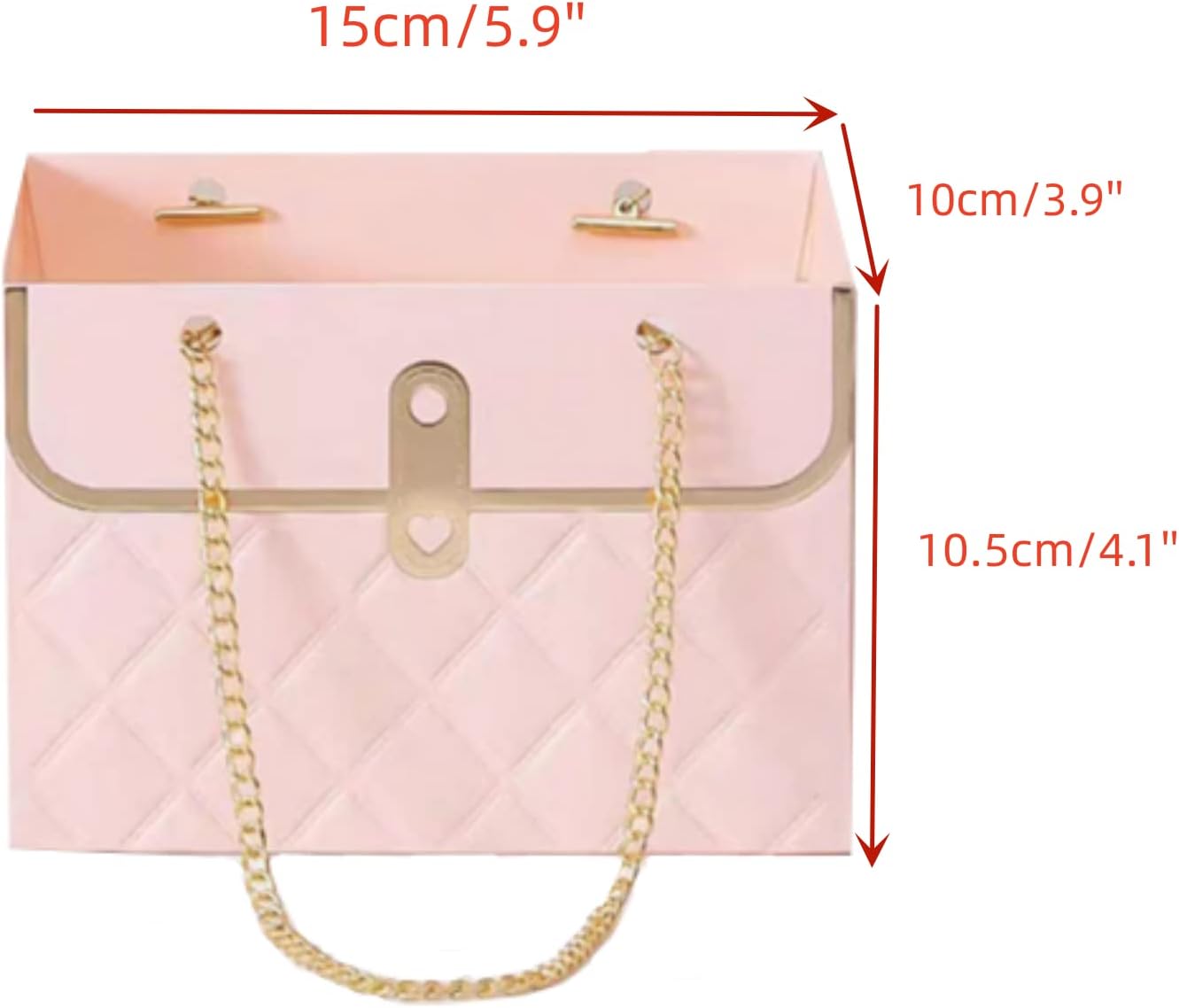 12pcs Pink Gift Boxes Gold Chain Handled Gift Boxes Romantic Wedding Favor Florist