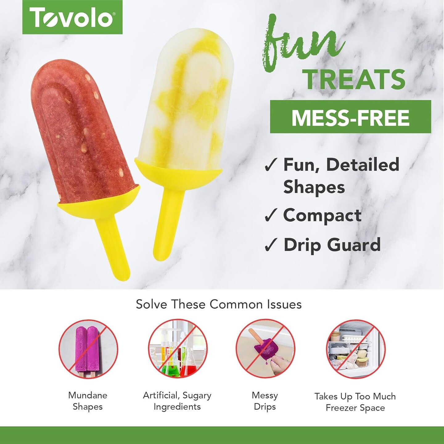 Popsicle Molds with Sticks (5-Pack, Classic) - Reusable Ice Pop Molds & Sticks for Homemade Flavored Ice Pops & Frozen Snacks - Popsicle Maker with Stand, Dishwasher Safe & BPA-Free