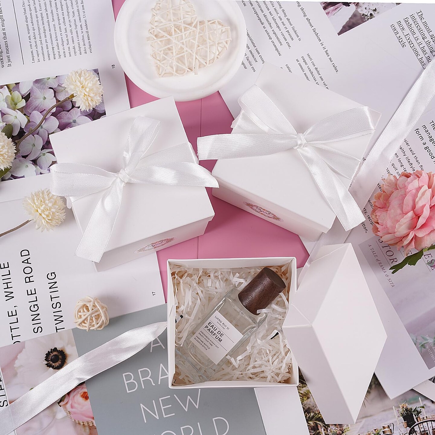 12Pack Small Gift Boxes with Lids, White Gift Boxes with Ribbon for Birthday, Present Packing, Party Favor, Candle Boxes, Treat Boxes, Wedding.