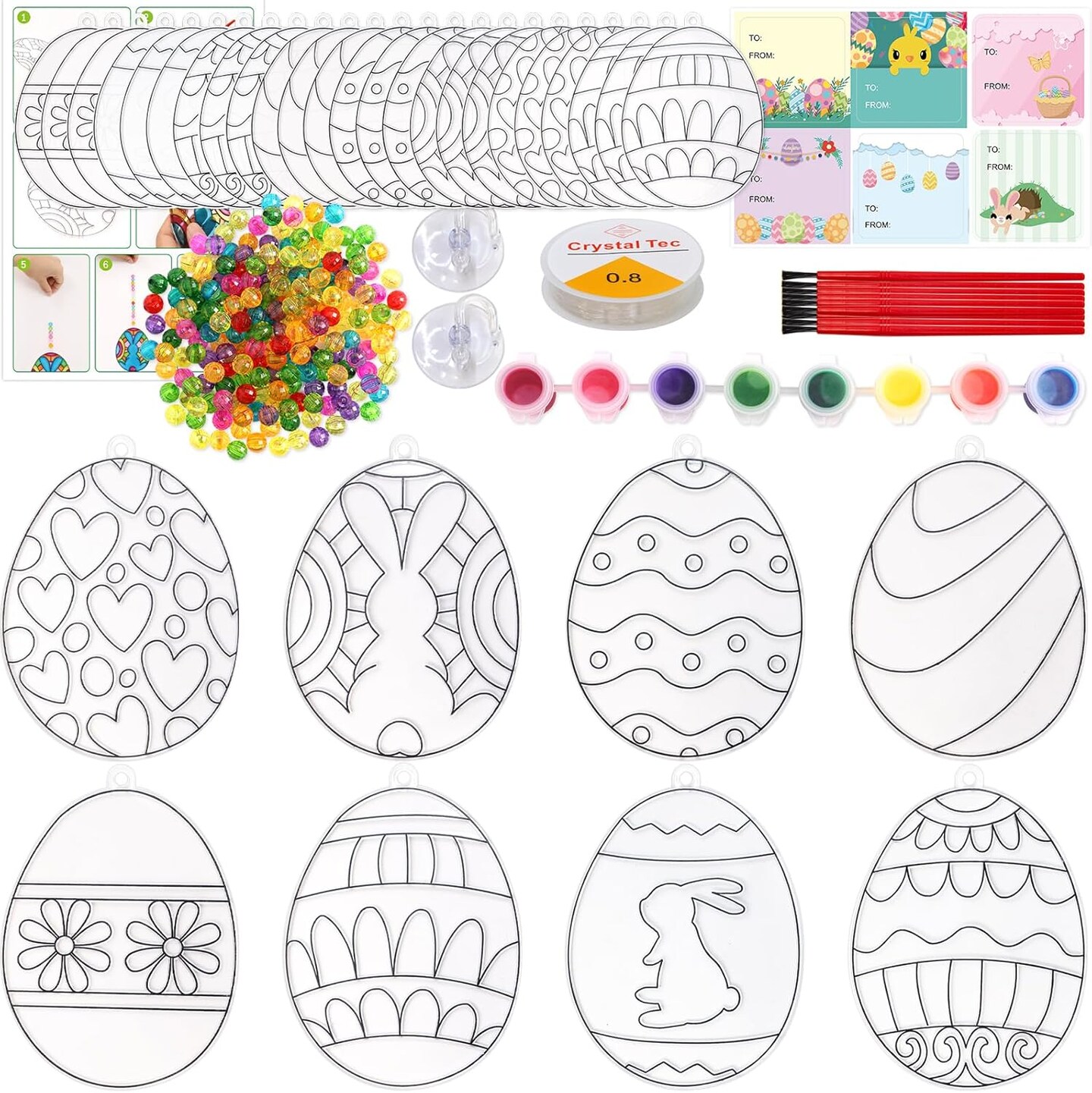 Spring Suncatchers Painting Crafts for Kids 24 Sets DIY Easter Window Painting Art Suncatchers Decorations Spring