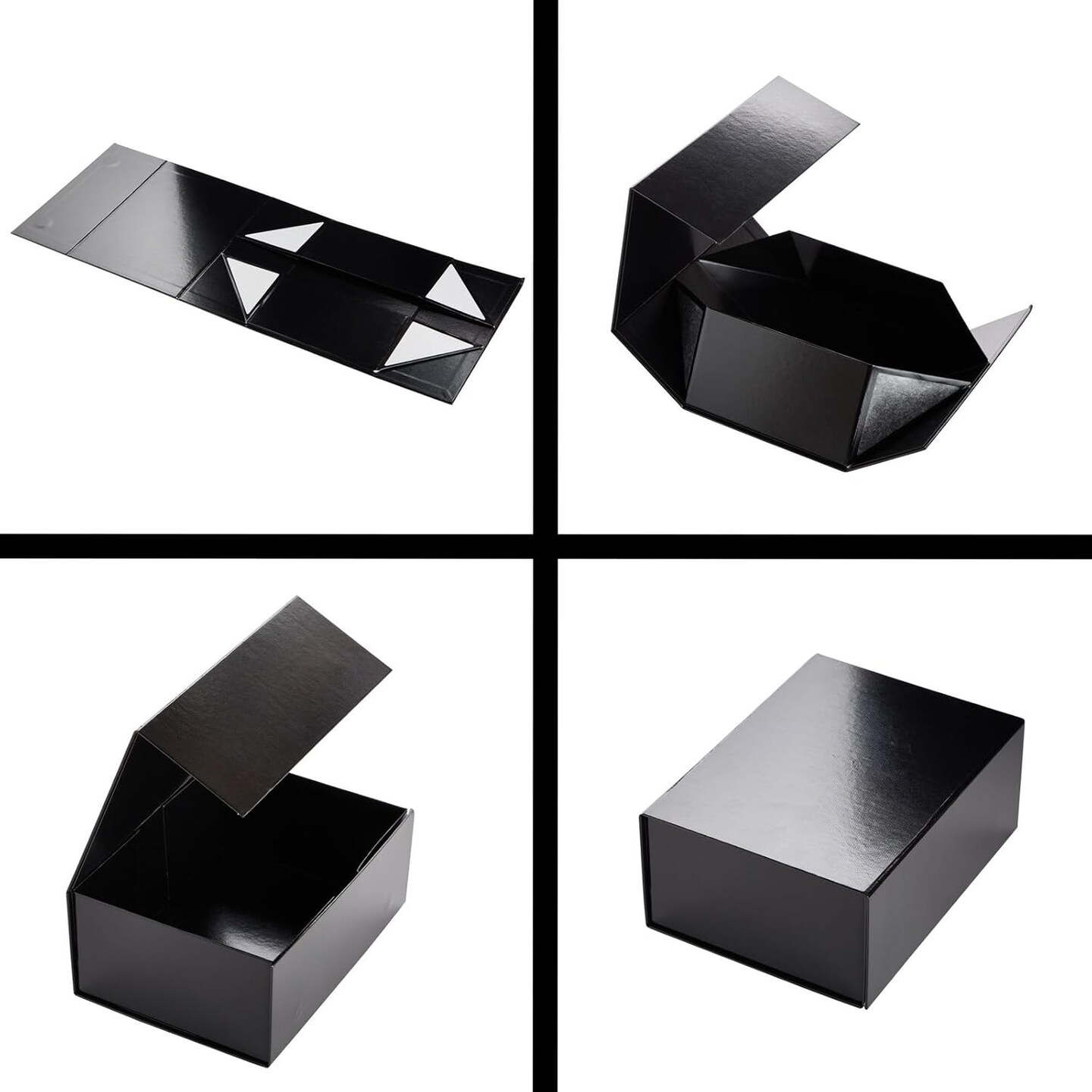 agnetic Gift Boxes with Lids for Birthday, Wedding, Groomsman and Bridesmaid Proposal Box (9.5 x 7 x 4 Inches) (Gloss Black) - 6 Pack