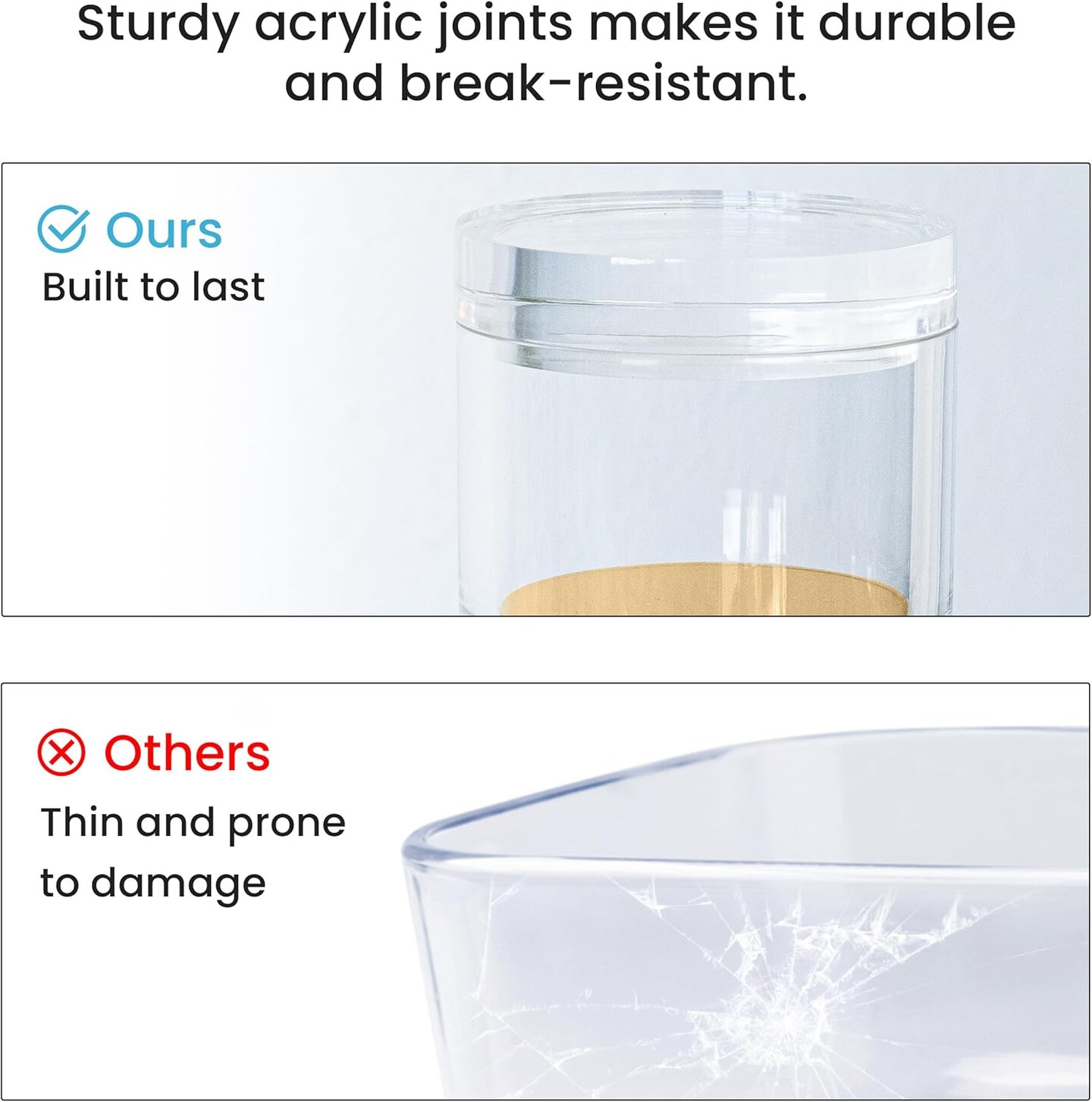 3-Tier Stackable Acrylic Holder- Stylish Desk Organizer and Storage for Office or Home &#x2013; Transparent Round Design with Gold Metal Base