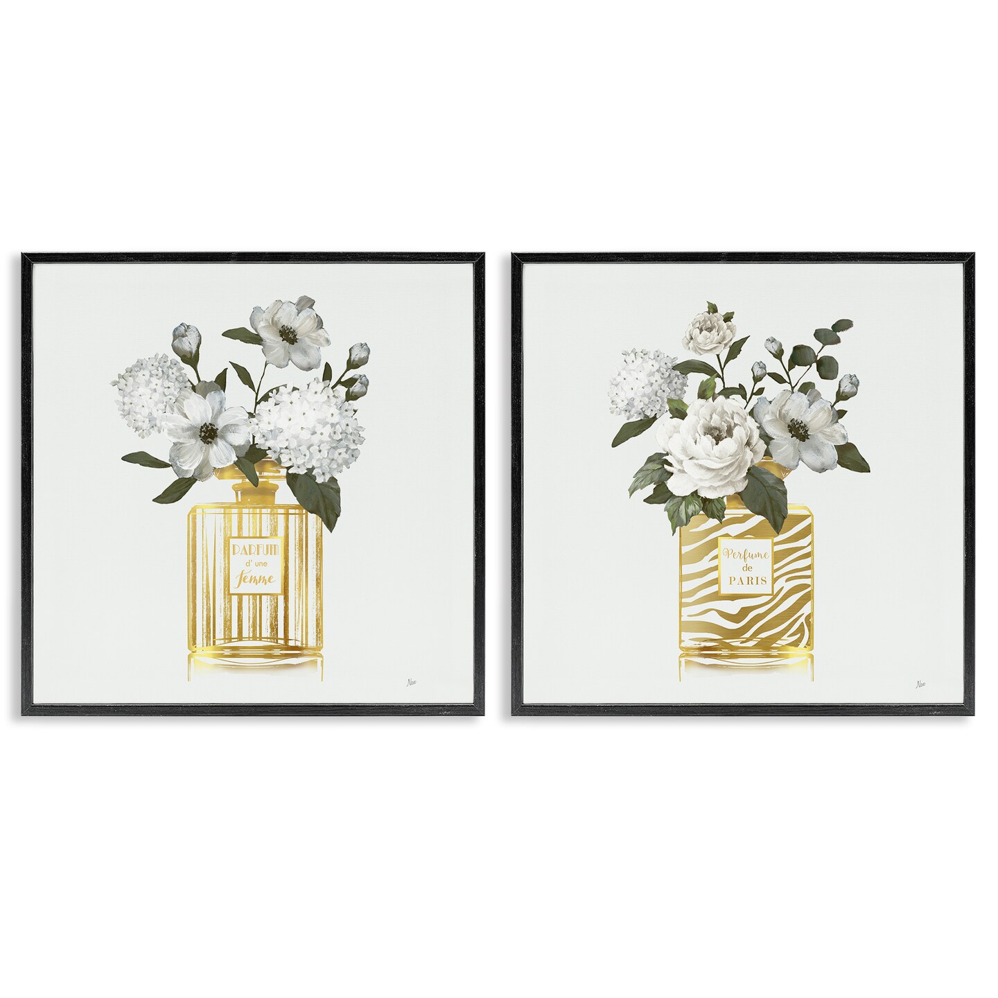 Stupell Industries Glam Detailed Perfume Bouquets 2pc Framed Giclee Set Design by Nan