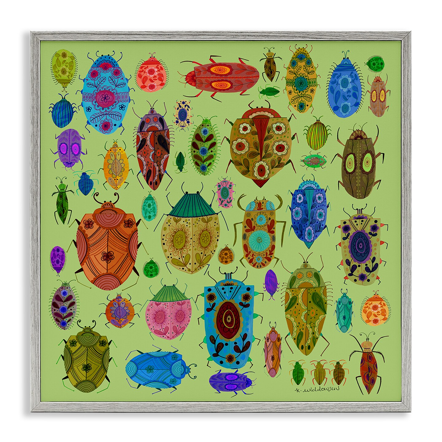 Stupell Industries Flowery Bugs &#x26; Insects Framed Giclee Design by Kay Widdowson