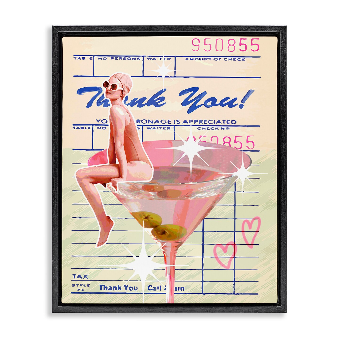 Stupell Industries Retro Vintage Restaurant Check Floating Frame Design by Lil' Rue