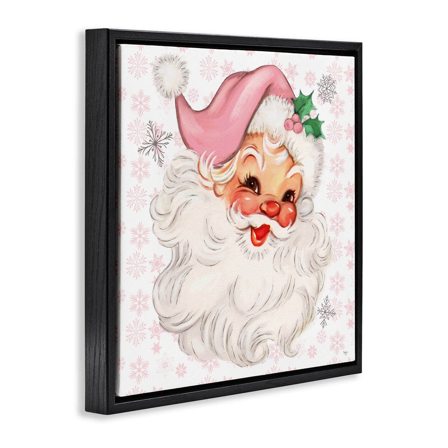 Stupell Industries Pastel Vintage Jolly Santa Floating Frame Design by Mollie B.
