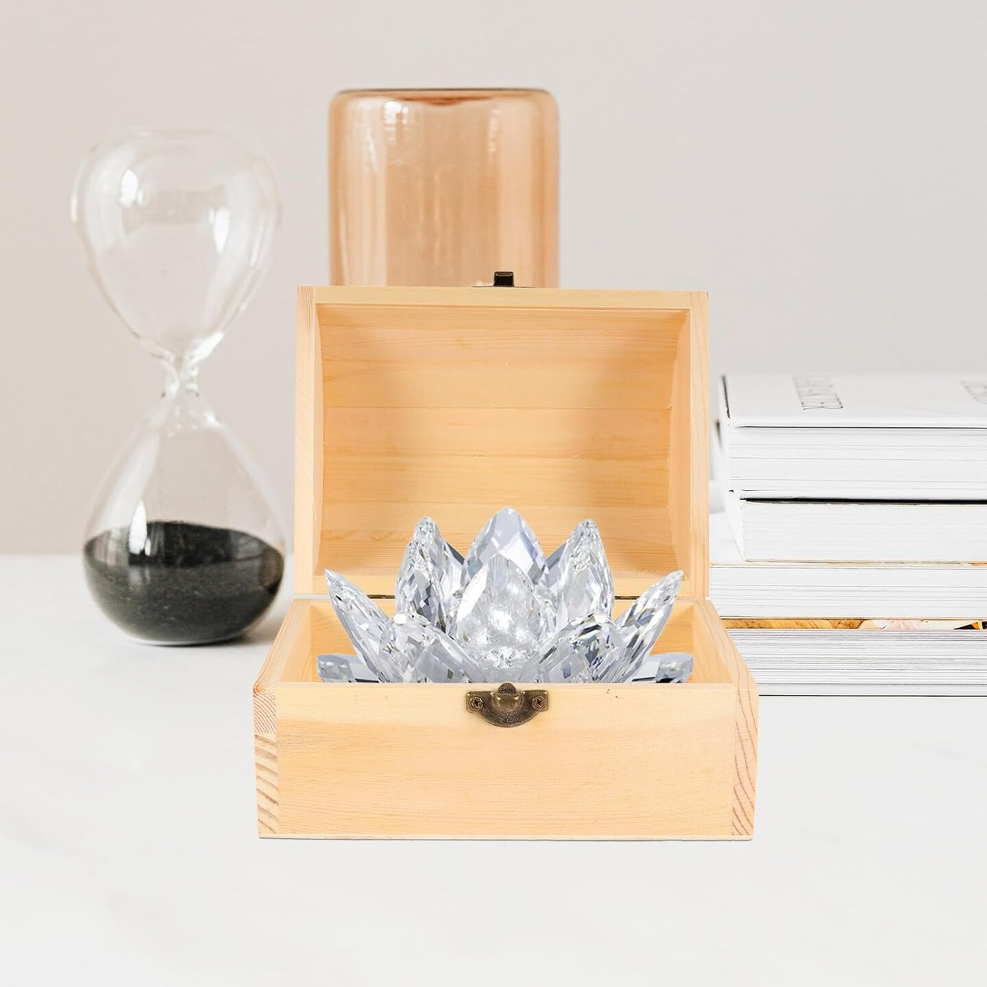 Unfinished Wooden Box with Hinged Lid - Unpainted Jewelry Box &#x26; Treasure Chest for Art &#x26; Jewelry Storage