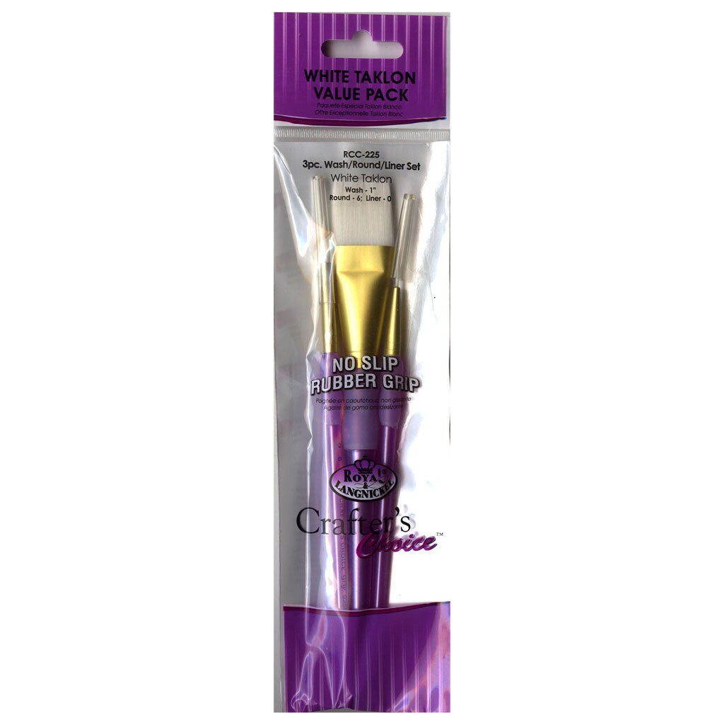 RCC 225 | Crafter&#x27;s Choice&#x2122; 3pc White Taklon Variety Brush Set