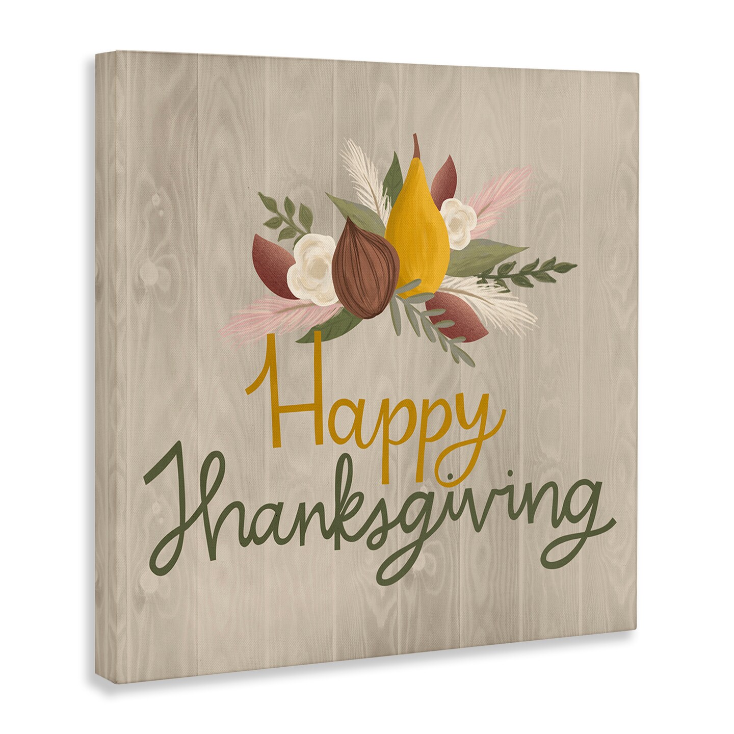 Stupell Industries Happy Thanksgiving Rustic Harvest Canvas Design by Mandy Ford Art + Illustration