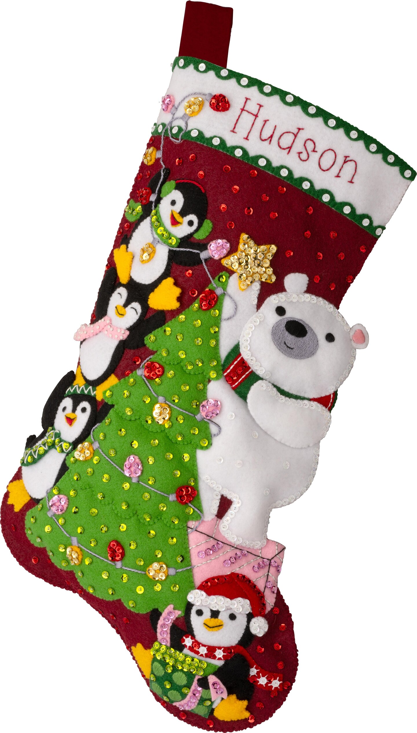 Bucilla Felt Stocking Applique Kit 18&#x22; Long-Arctic Tree Trimmers